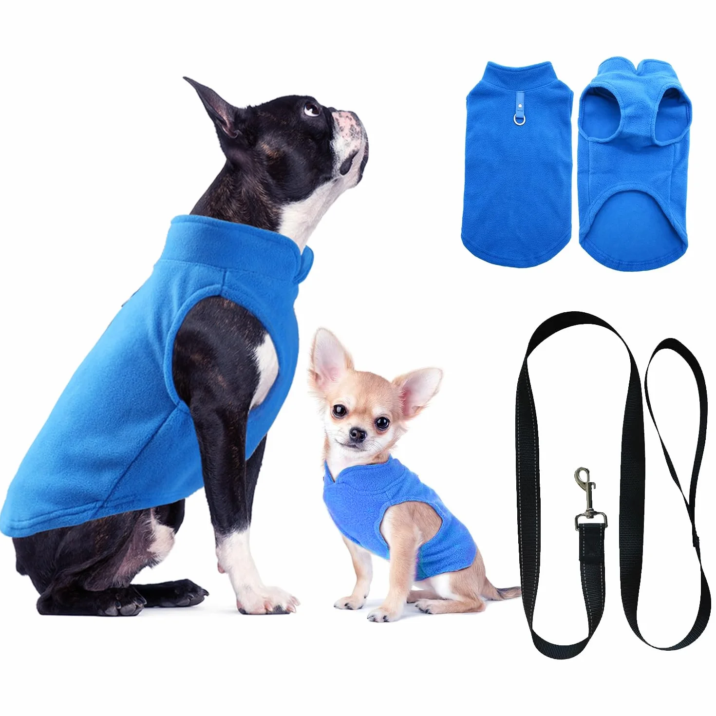 Maglioncino Invernale per Cane Taglia Piccola e Media - Cappotto, Gilet in Pile Caldo, Vestito Felpa (Blu, S)