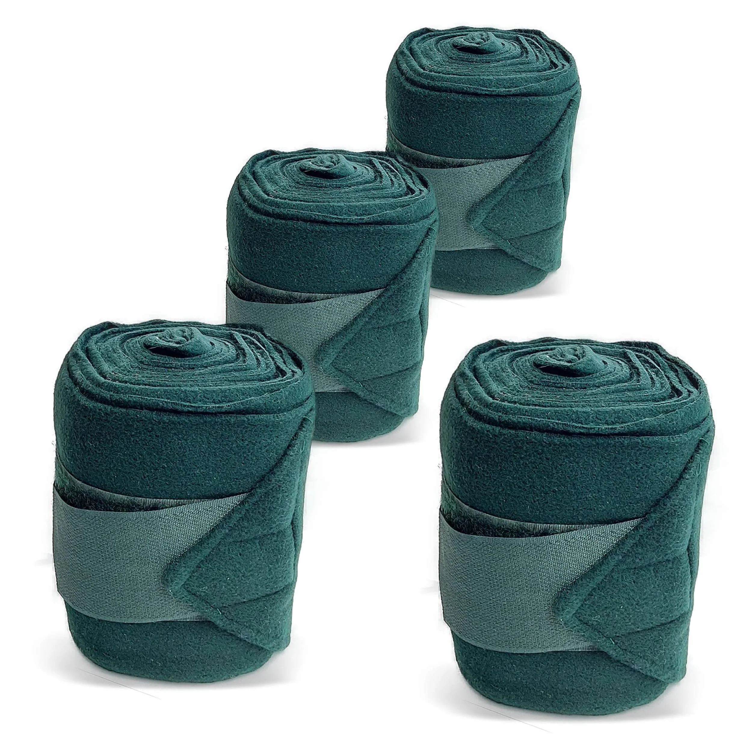 Bende per cavallo in pile con chiusura set da 4 pezzi custodia verde scuro