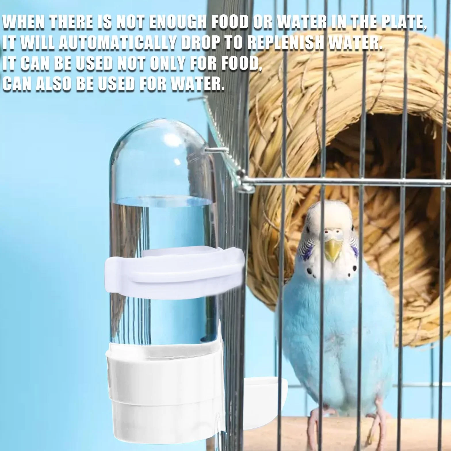 Dosatore d'acqua per uccelli, 2 bottiglie automatiche da 90 ml, per gabbia, pappagalli, in plastica, per pappagalli, accessori per pappagalli, per pappagalli, ecc