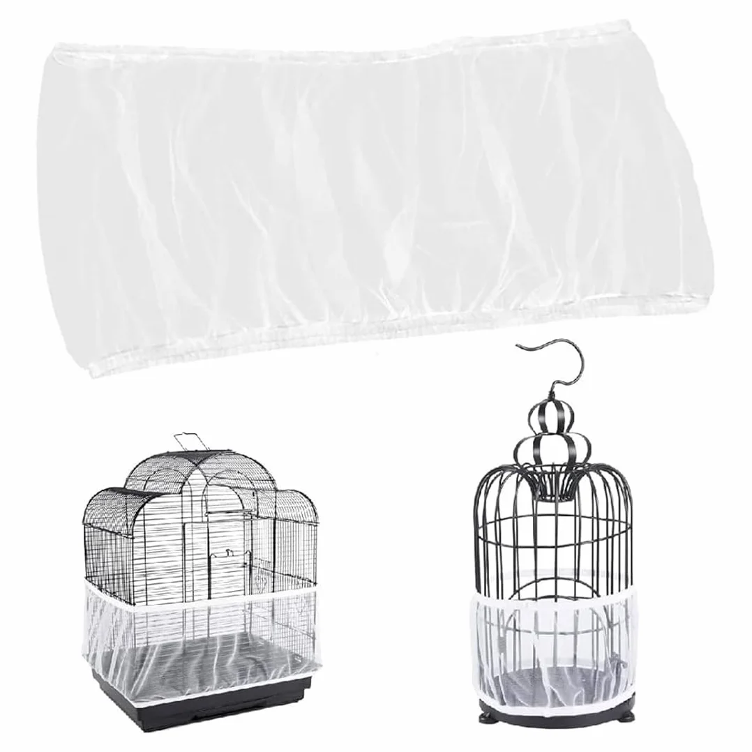 Copertura Gabbia Pappagalli 1 Pezzo Bianco Altezza 20 Cm Circonferenza 80-110 Cm Rete Nylon Ventilata