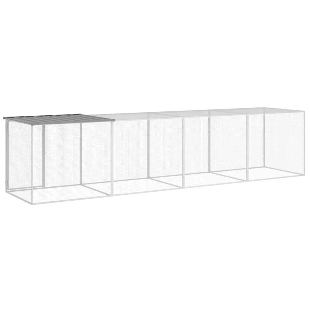 ARKEM Gabbia Polli Tetto Grigio Chiaro 403x98x90 cm Acciaio Zincato,Recinto per Cani da Giardino, Gabbia per Conigli, Recinto per Animali Domestici, Gatti, Cuccioli, Porte con Chiavistello e Parasole,