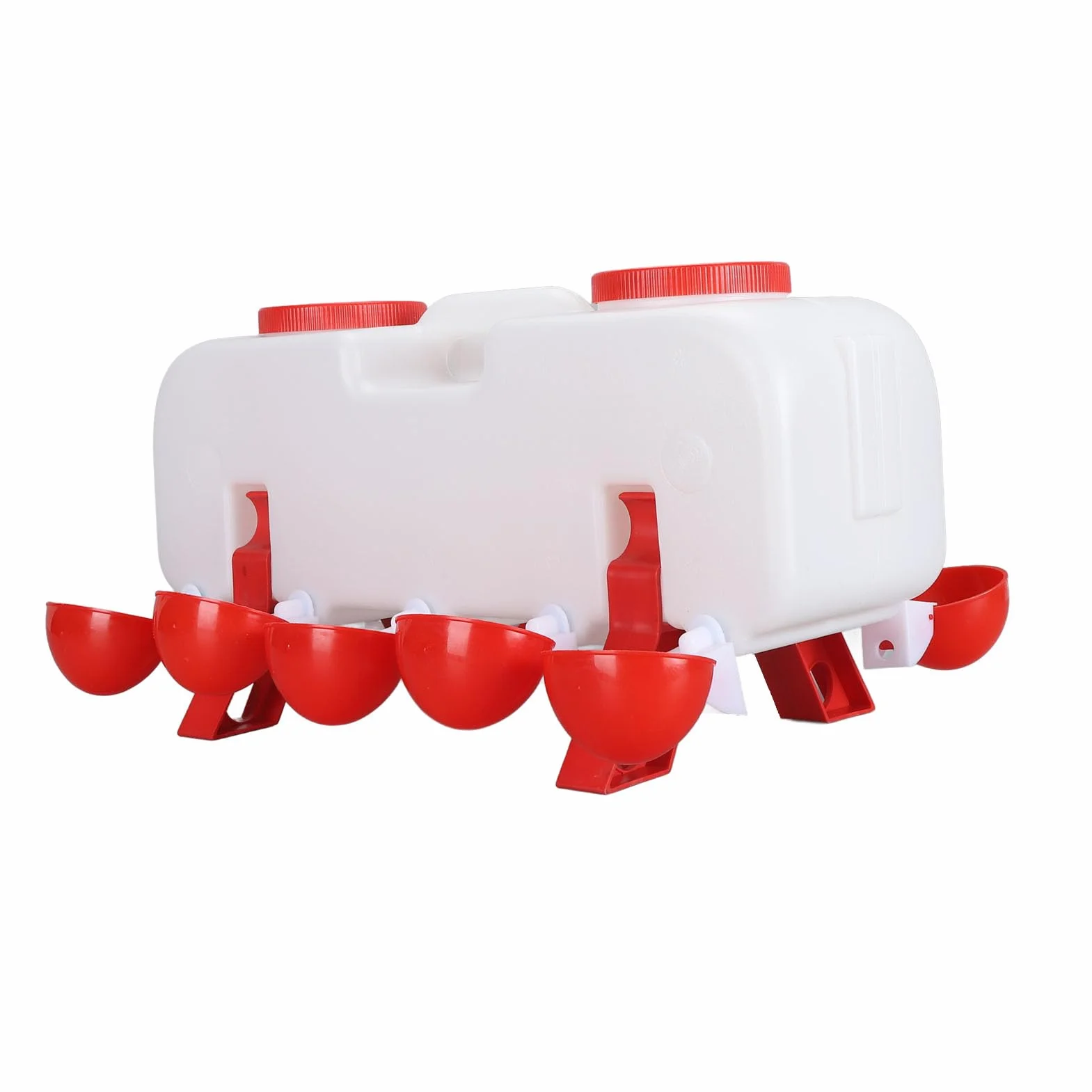 Abbeveratoio per polli di grande capacità da 10 litri, mangiatoia per pollame con 10 tazze d'acqua, distributore automatico di acqua con riempimento dall'alto per oca anatra, (Semiautomatico)