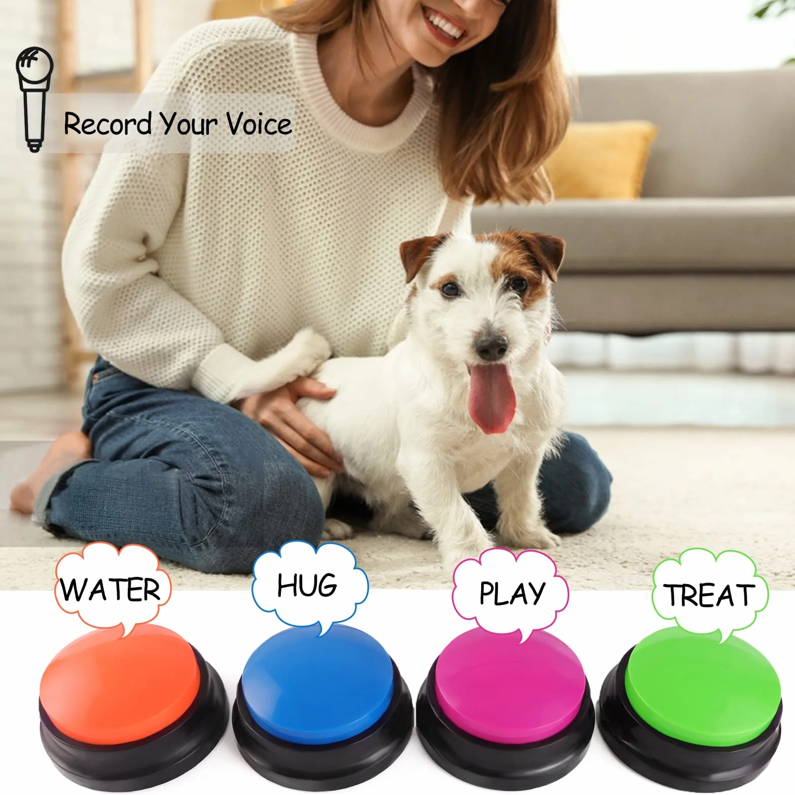 Pulsante di registrazione vocale, pulsanti per la comunicazione e l'addestramento degli animali domestici, registrazione e riproduzione in 30 secondi, regalo divertente per studio, ufficio casa (4