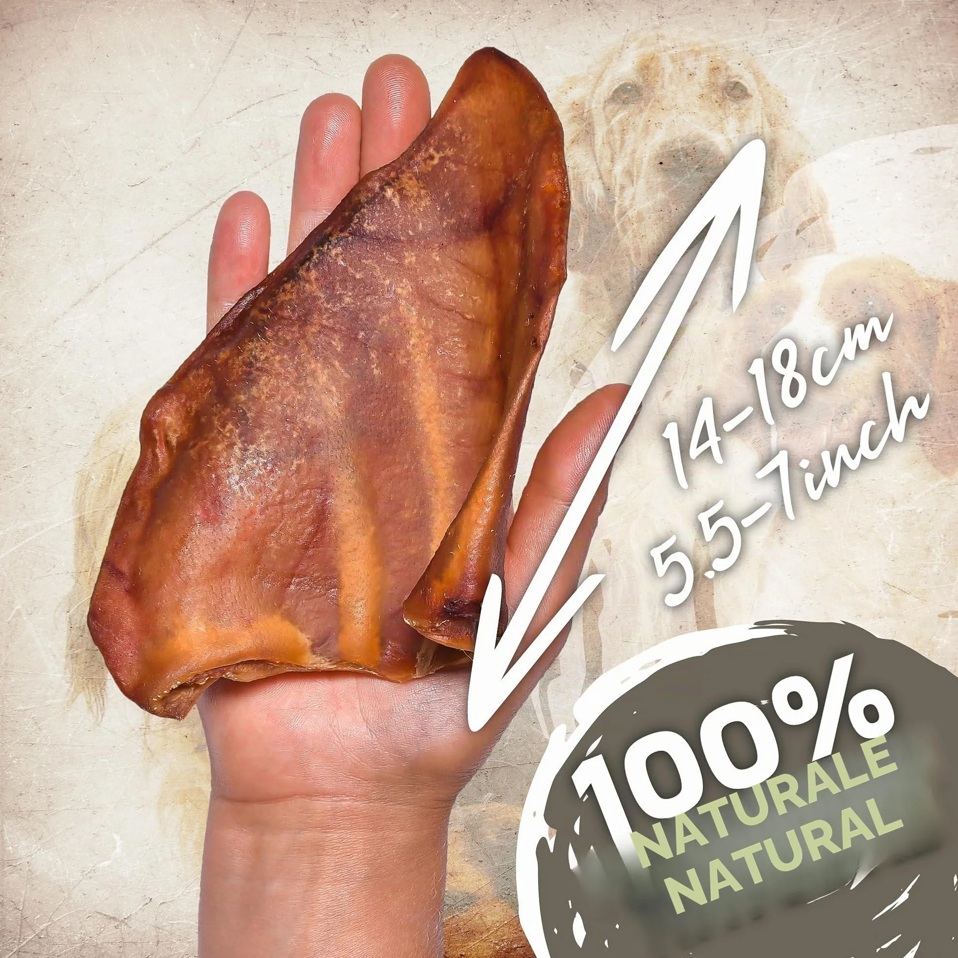 Orecchie di maiale per cani 20 pezzi (800g) | Snack naturali di orecchie di maiale intere essiccate | 100% naturali | Masticazione duratura | Senza cereali | Ideali per cani piccoli e grandi