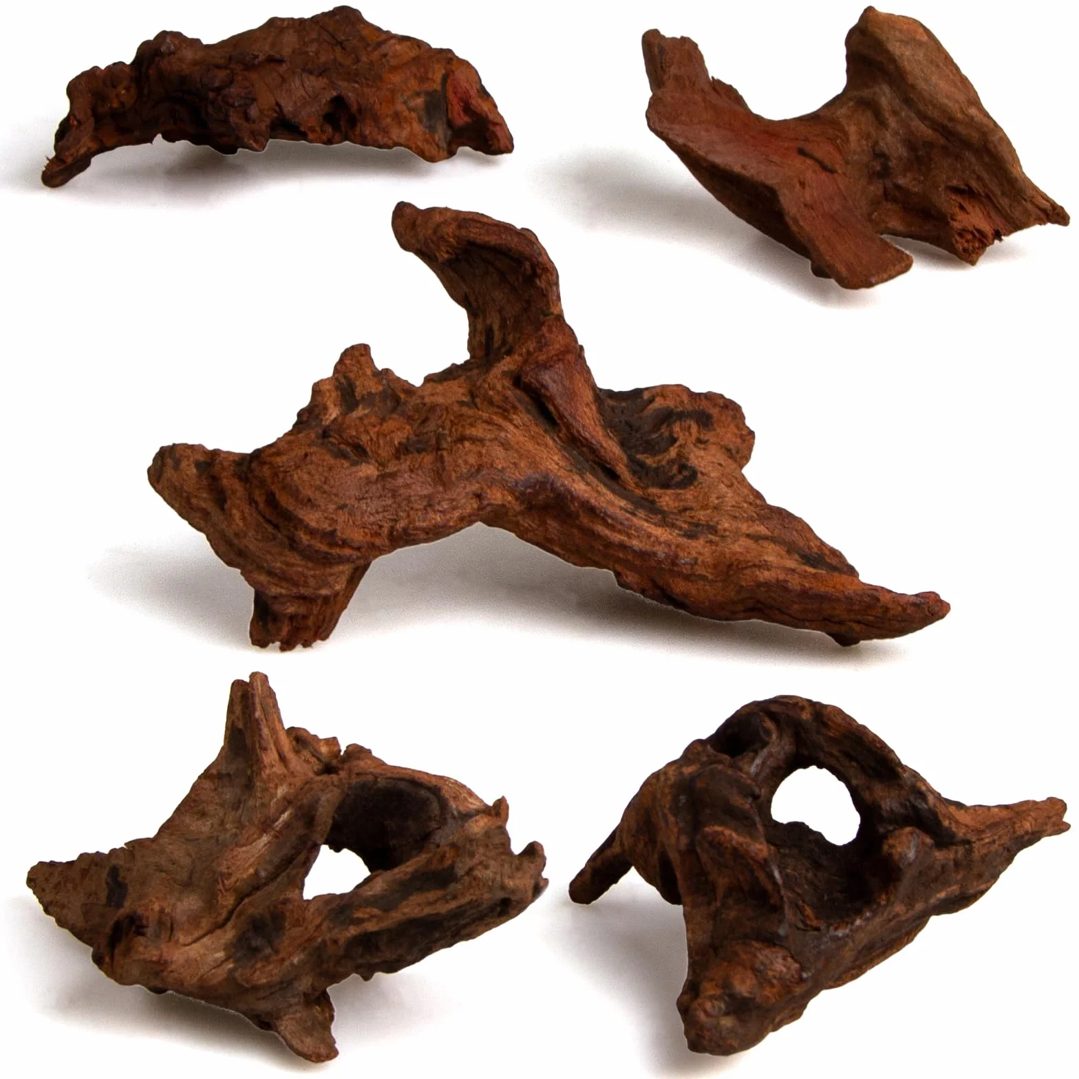 emours Legno naturale per acquario, 116,8 cm, rami intrecciati naturali, a basso tannino, ideale per acquari di gamberetti/betta e nano, anche per terrari per rettili (confezione da 5 pezzi)