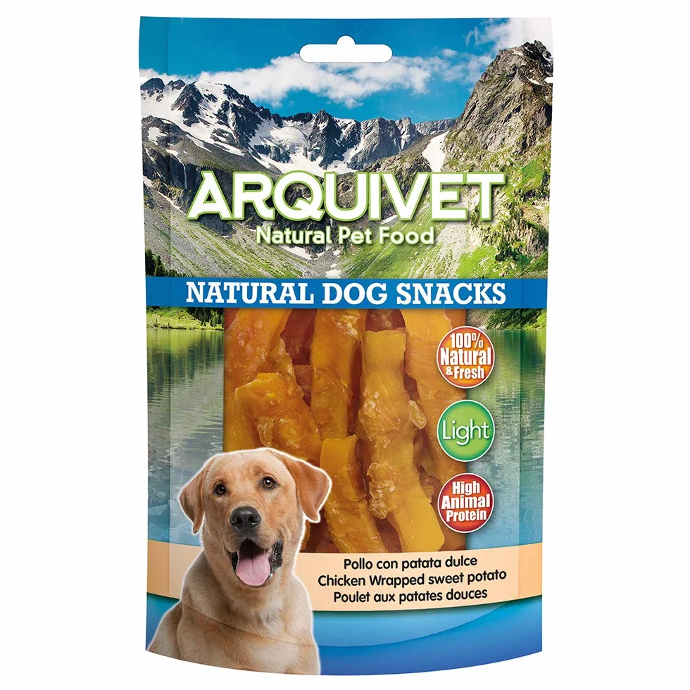 ARQUIVET Pollo con patate dolci - 100 gr - Snack 100% naturali per cani - prelibatezze per cani - Prodotto leggero - Molto ricco di sostanze nutritive