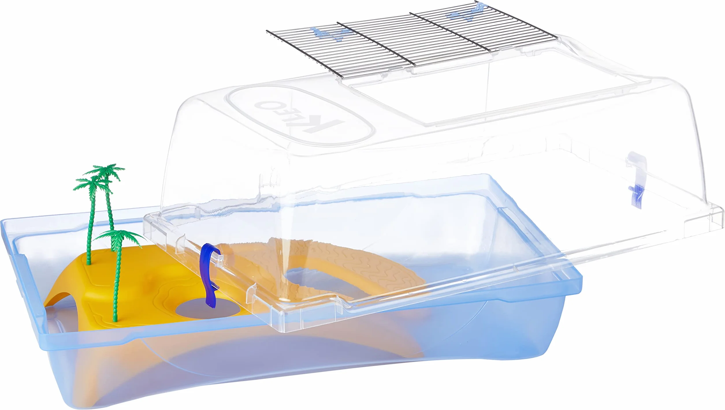 ARQUIVET Tortuguera Kleo - Acquaterrario con isola e palme per tartarughe - Tartaruga in plastica - Tortuguero per casa e giardino - Tartarughe adulte e piccole - 57 x 33 x 25 cm