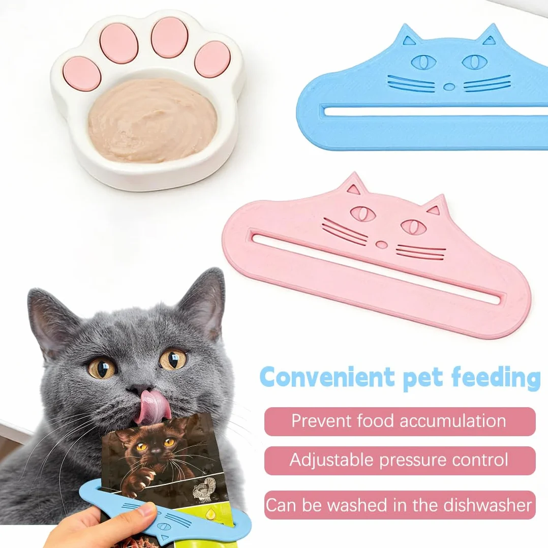 2 Pezzi Distributore Di Snack Spremitore Di Cibo Per Animali Domestici In Plastica Per Snack Per Animali Domestici, Casa, Viaggio, Campeggio, Rifugi Blu E Rosa 13X3.5 Cm