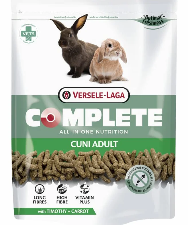 Versele-Laga Complete Cuni Adult | Confezione doppia | 2 x 500 g | Alimento completo per conigli adulti | Gustosi pellet all-in-one | Con fibre lunghe ed erbe aromatiche