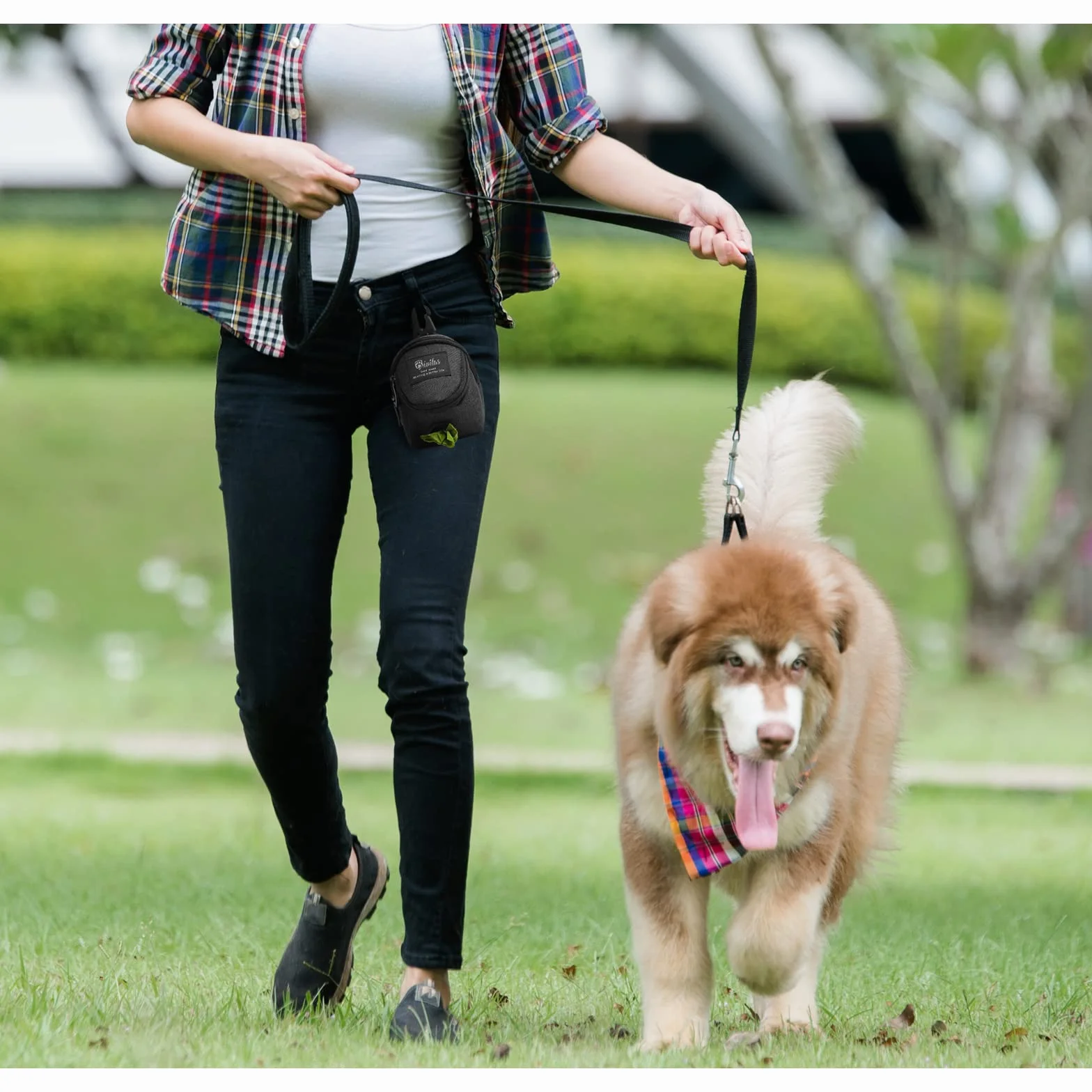 FuninCrea Borsa per Cibo per Cani, Borsa Addestramento Cani con Dispenser per Cacca Integrato per Passeggiate in Tessuto OxfordBorsa Addestramento Cane Allenamento all'aperto (Nero)