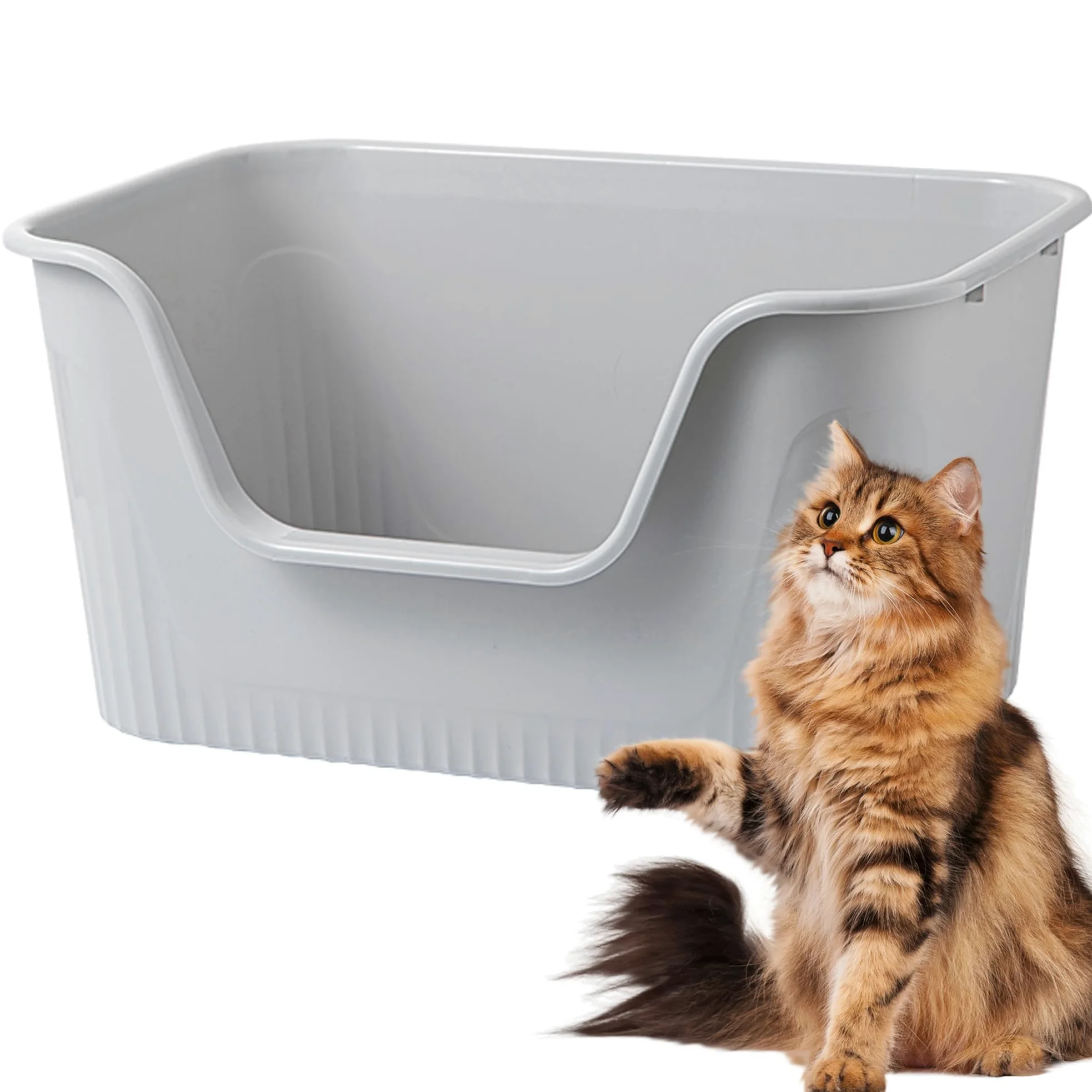 Vealind Lettiera Aperta per Gatti con Lati alti a Prova di Perdite Lettiera Gatto Toilette per Gatti in Plastica con Bordi Alti Facile e Veloce da Pulire