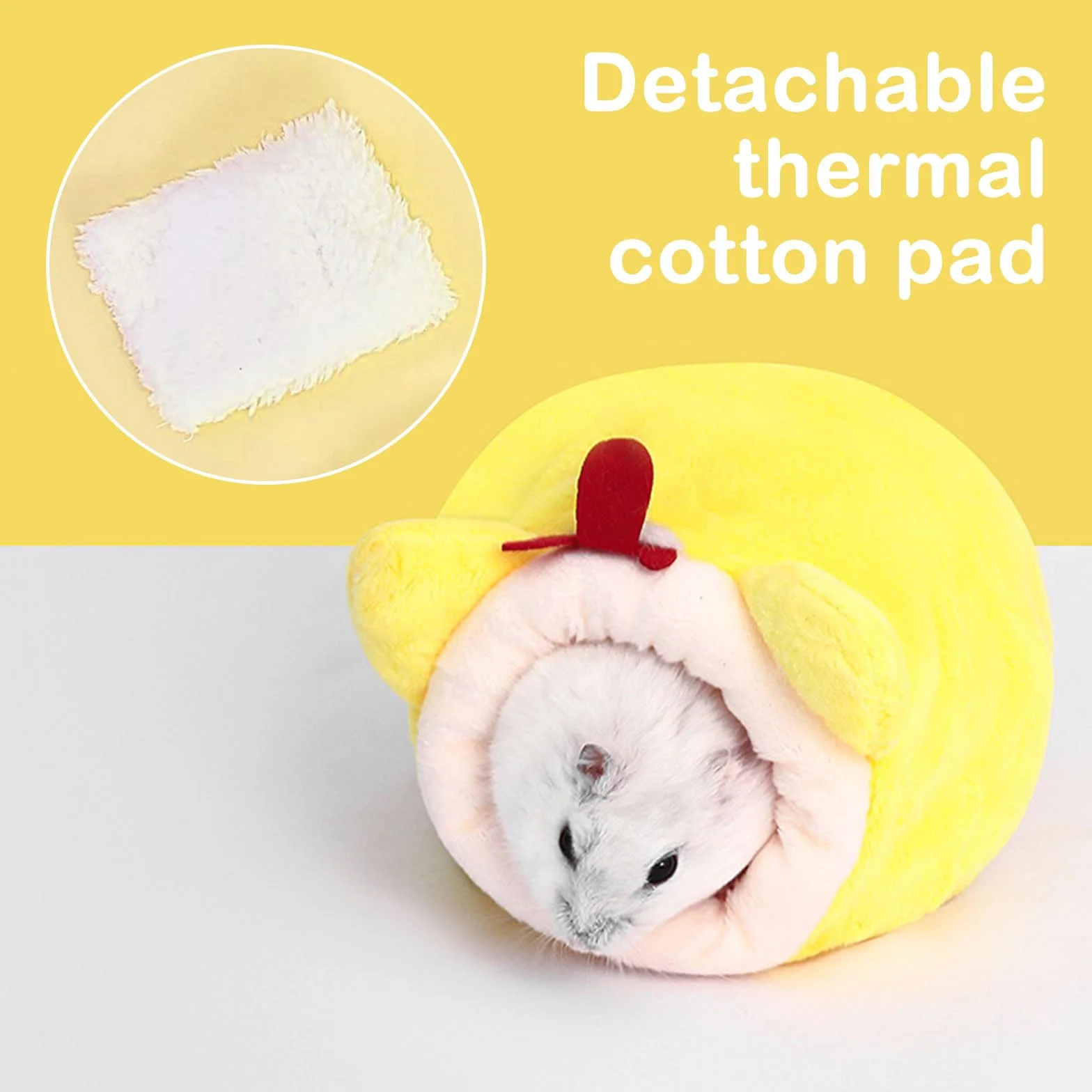 SKHAOVS 2 Pezzi Cuccia Per Criceto,Gabbia per Nidi Invernali per Piccoli Animali,Piccoli Animali Letto,Warm Nido di Cotone,Cuccia Lettino Nido per Criceti per Riccio Criceti Scoiattoli(Rosso Giallo)