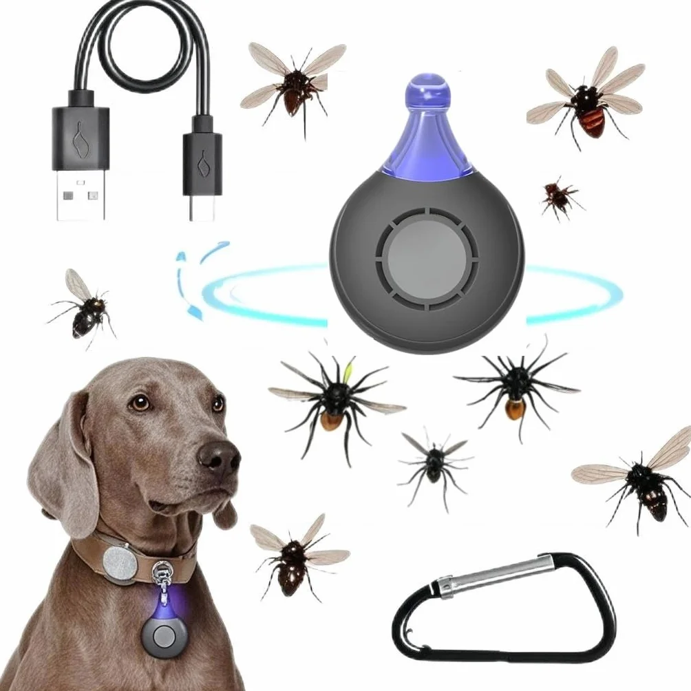 Repellente ad ultrasuoni per cani anti pulci e zecche ricaricabile USB portatile