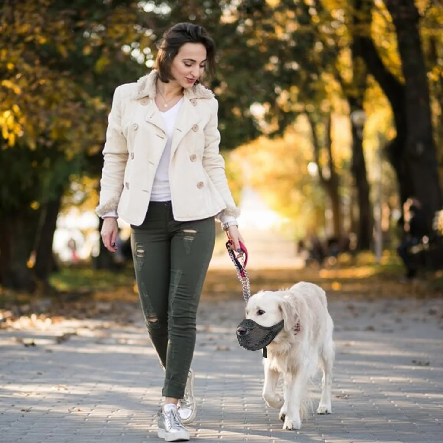Voarge 1 pezzo museruola per cani, museruola per cani traspirante per cani di taglia grande, museruola regolabile per proteggere dal abbaiare, L
