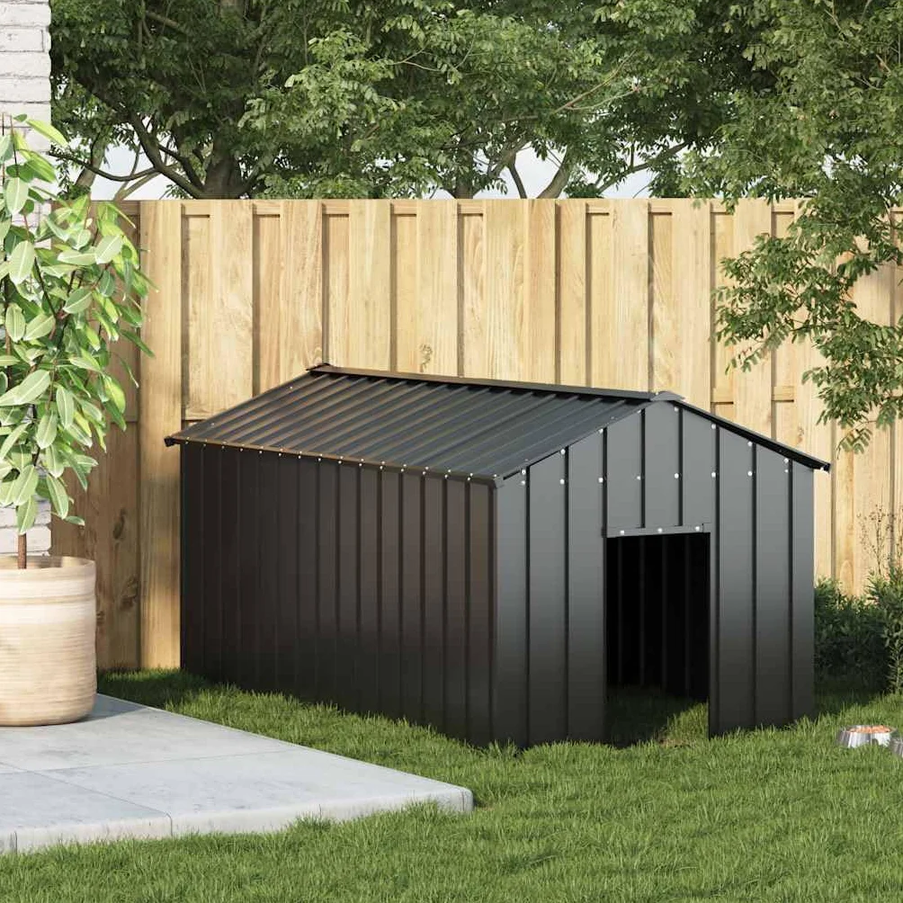 Gabbia Cani con Tetto 114x202x101cm Acciaio Zincato, Box per Cani da Esterno, Gabbia per Cani, Box per Cani, Recinto per Cani
