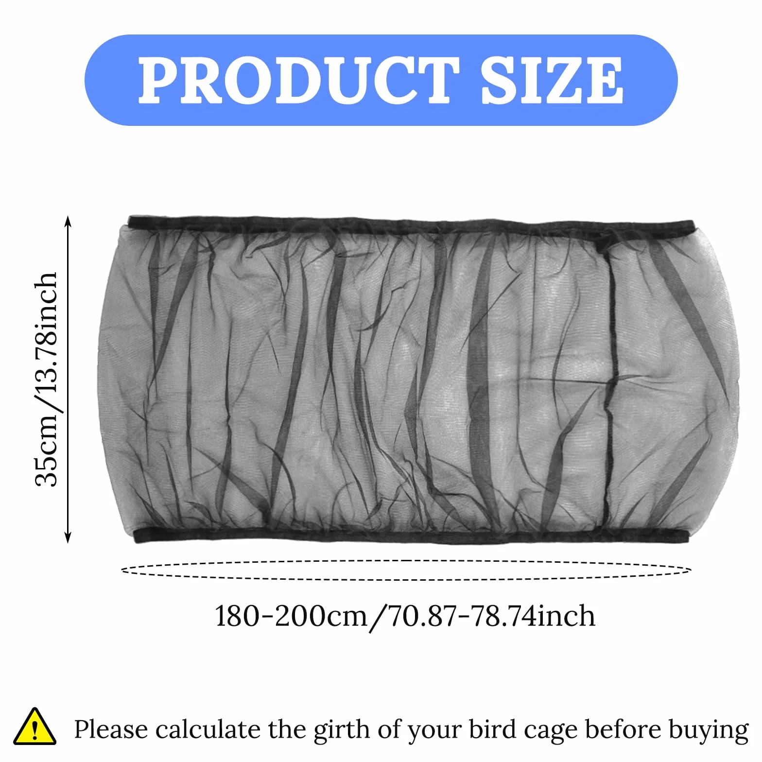 Mabor Rete per uccelli regolabile nera per gabbia per uccelli con fascia elastica, copertura in rete elastica per protezione pappagalli