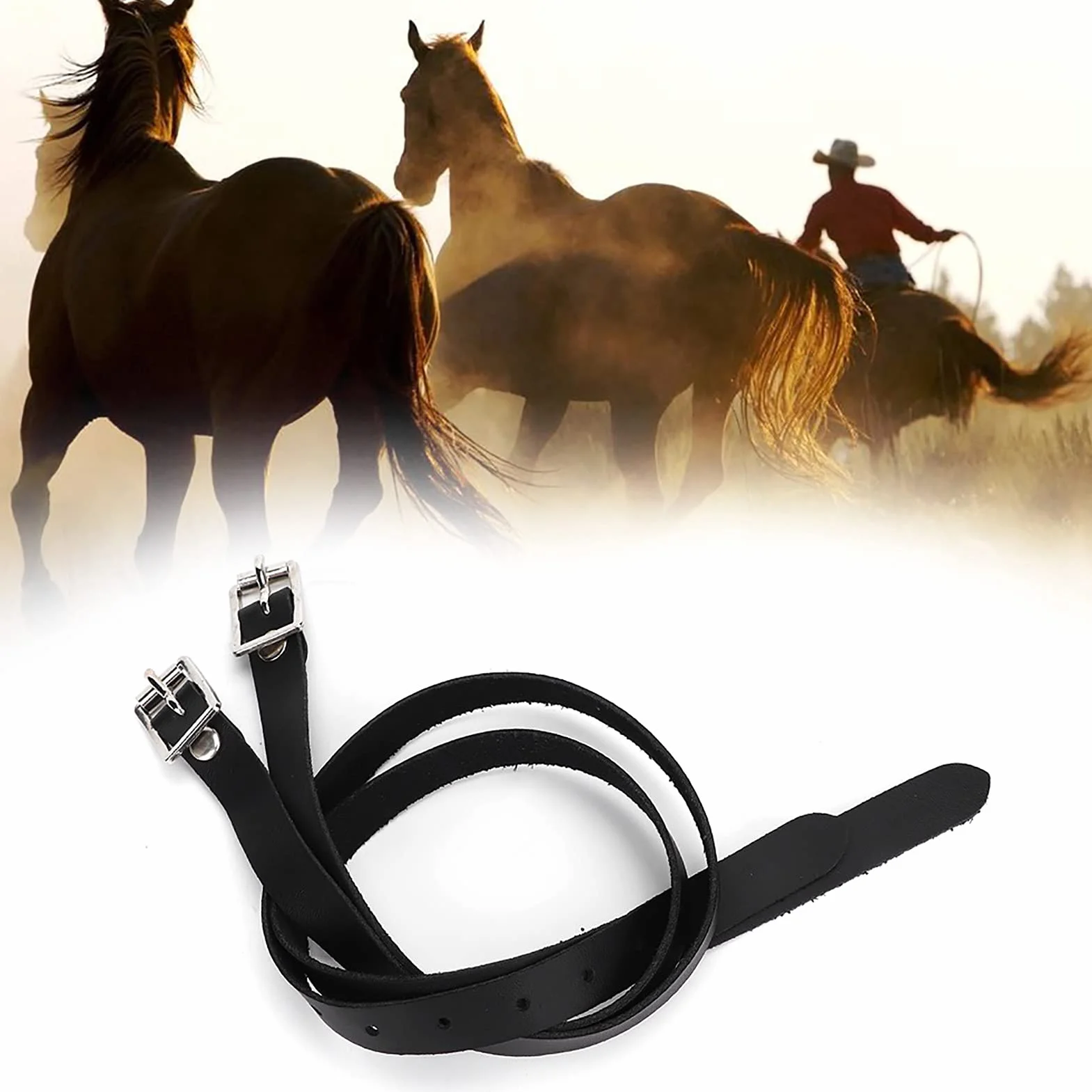 Cinturino in pelle english spur straps 1 paio di cinghie per speroni, con fibbia in acciaio inox, accessori per attrezzi da cavallo, 50 cm, nero staffili equitazione inglese nan