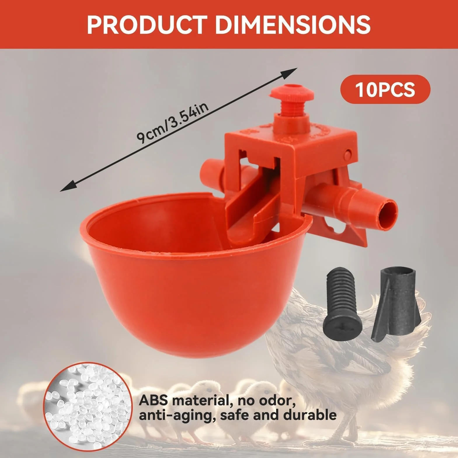 10 Tazze per Abbeveratoio Pollo, Bevitori Automatici in Plastica Mangiatoie Utensili Acqua Potabile, Macchina Bere Pollame Gabbie Abbeveratoio Da 3,5 Pollici Tazza per Uccello Quaglia Piccione Pollo