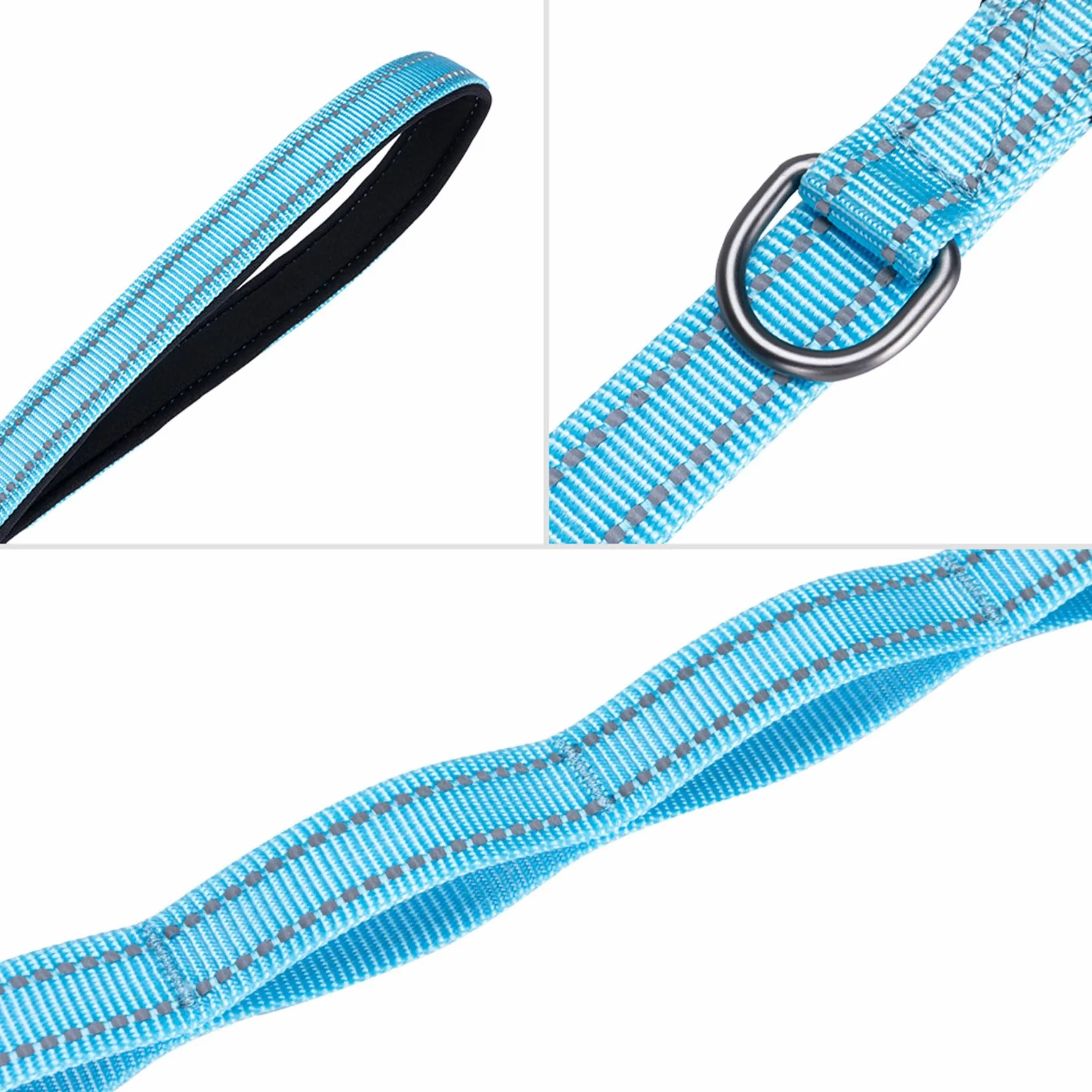 EXCELLENT ELITE SPANKER Guinzaglio doppio riflettente per cani doppio guinzaglio per cani 5 m multiplo con manico imbottito per due cani che camminano addestramento (azzurro)