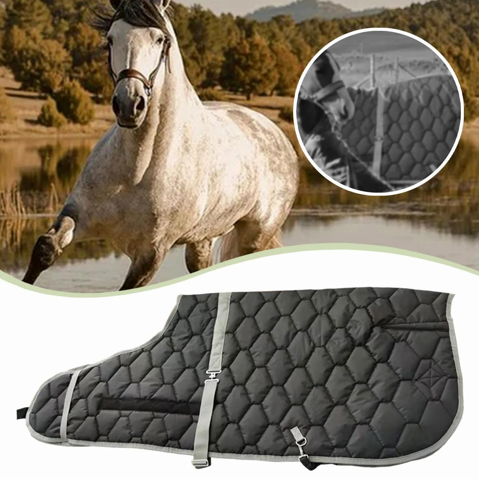 Coperta per Cavalli in Tessuto Oxford Resistente, Indumento Invernale Impermeabile, Lenzuolo da Equitazione Traspirante, Abbigliamento Caldo Adatto al, Nero 90cm
