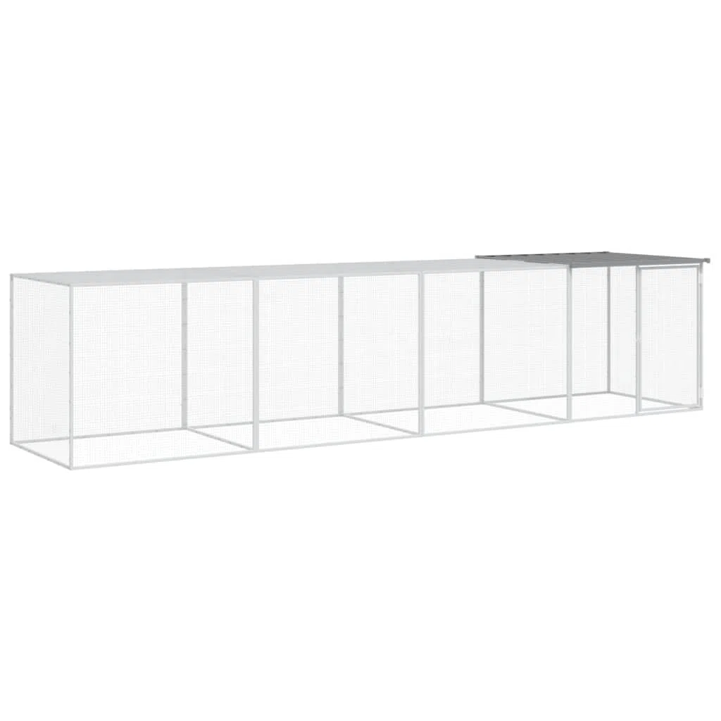 ARKEM Gabbia Polli Tetto Grigio Chiaro 403x98x90 cm Acciaio Zincato,Recinto per Cani da Giardino, Gabbia per Conigli, Recinto per Animali Domestici, Gatti, Cuccioli, Porte con Chiavistello e Parasole,