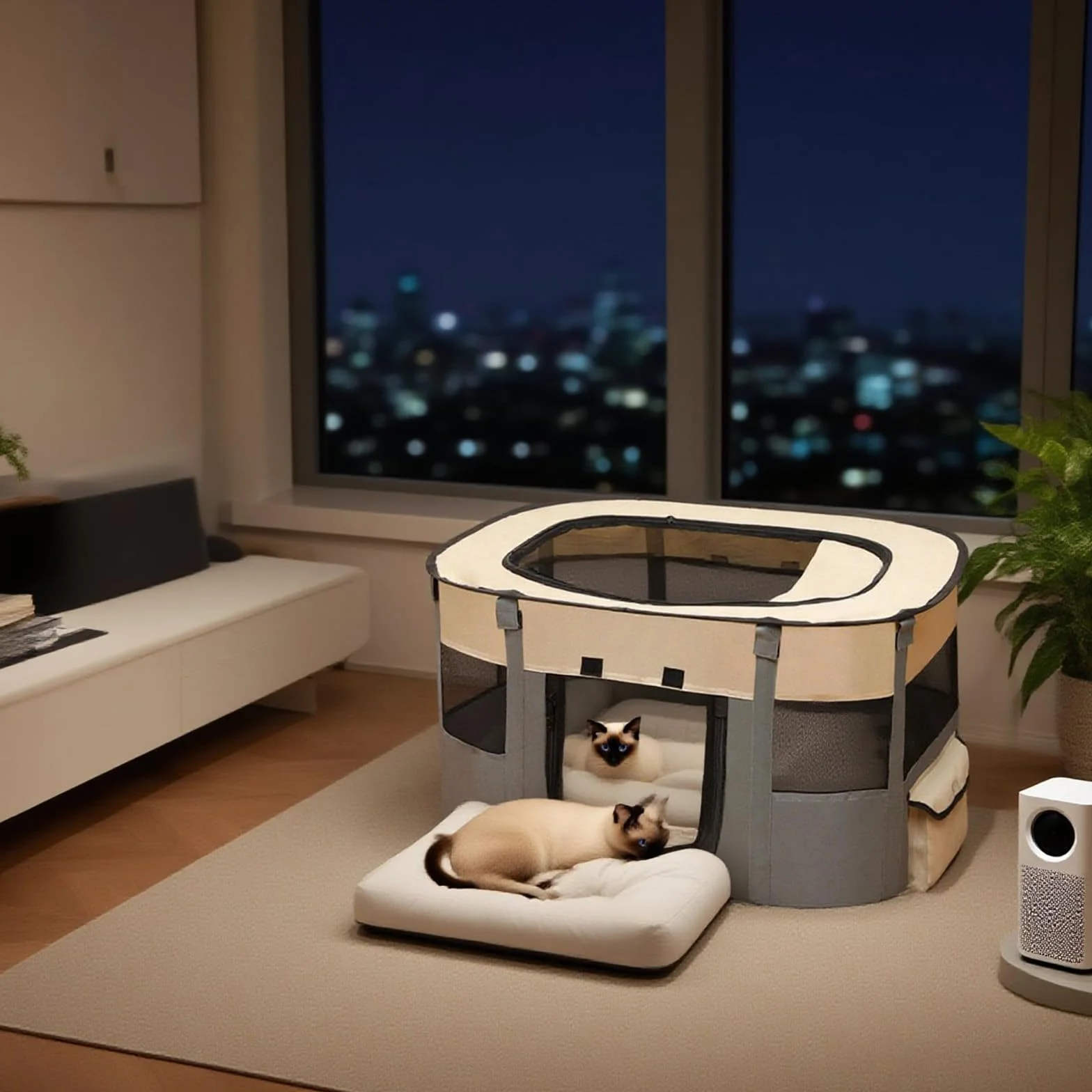 Recinto per Cani 70 x 55 x 40 cm Pieghevole per Gatti da Interno Traspirante Portatile