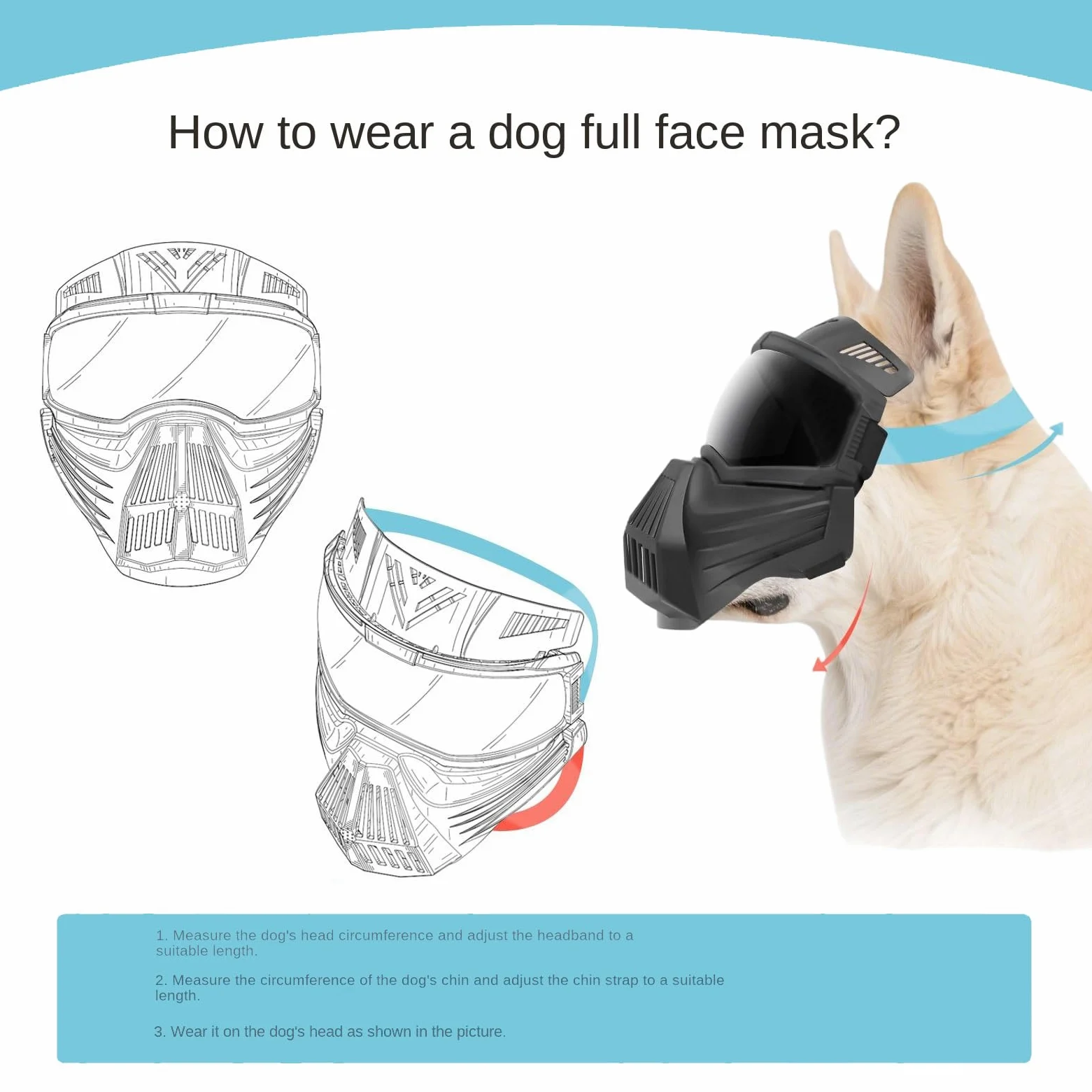 Occhiali per Cani Taglia Media Occhiali Antiappannamento con Copribocca | Occhiali da Sole Regolabili Antivento e Protezione UV Per Taglia Media E Grande Con Copertura Completa Del Viso Per Escurs