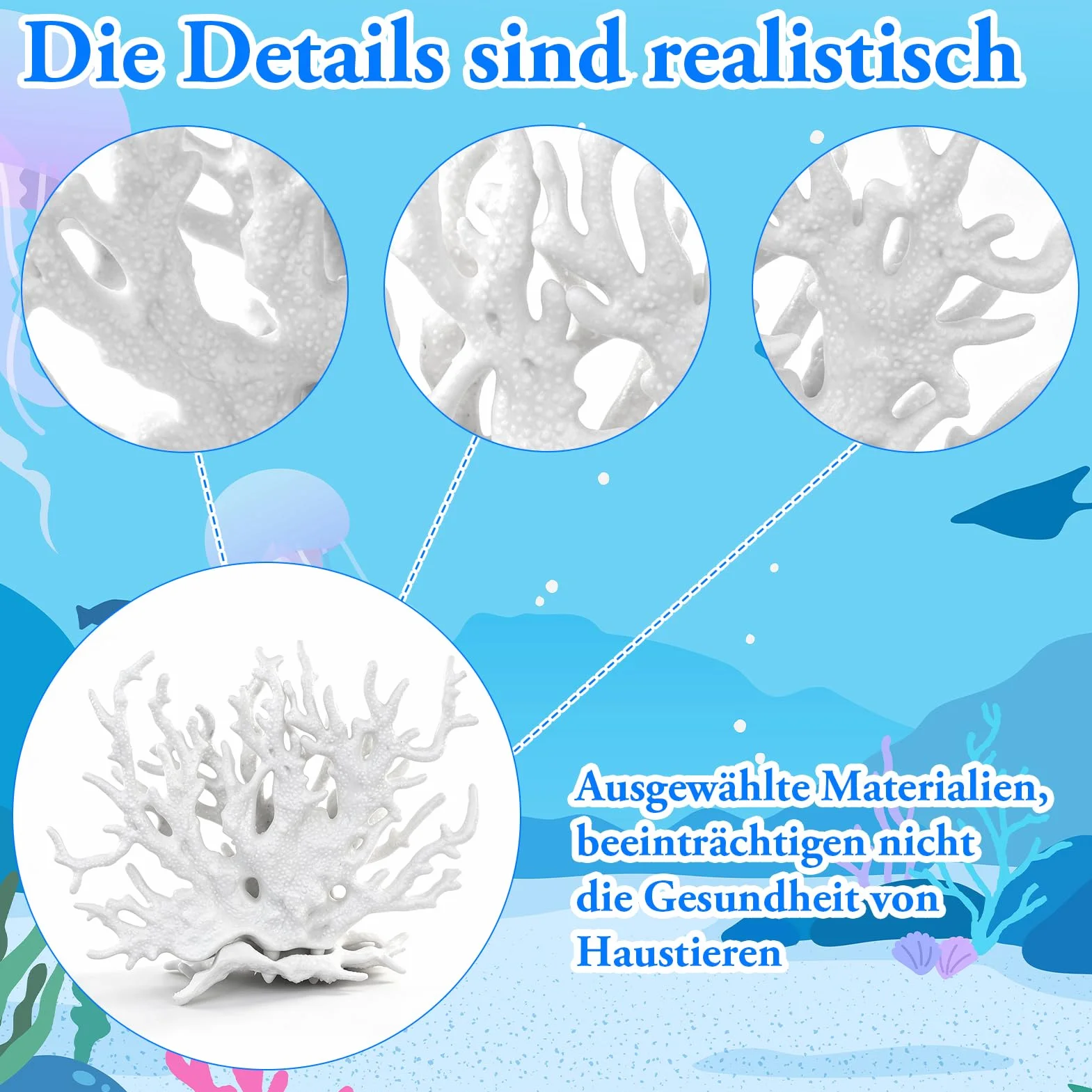 1 decorazione per acquario, corallo finto di gamberetti, acquario e pianta d'acquario, adatto per acquari di piccole e medie dimensioni (bianco)