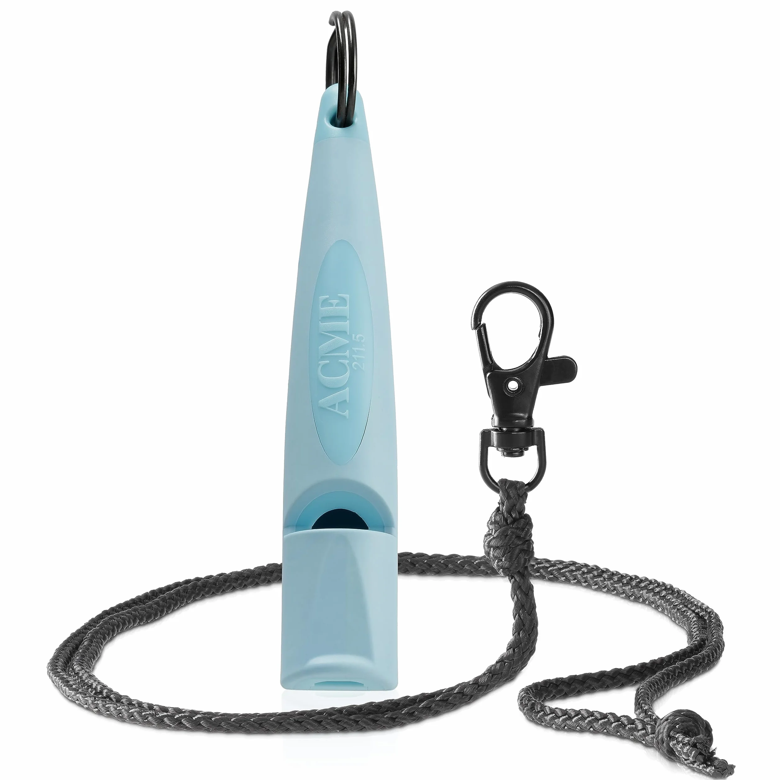 ACME Fischietto per cani n. 210,5 (aggiornamento 2023) con nastro per pipa in nero opaco | Alpha | ideale per richiamare | Ampia portata | standard di frequenza (Baby Blue)