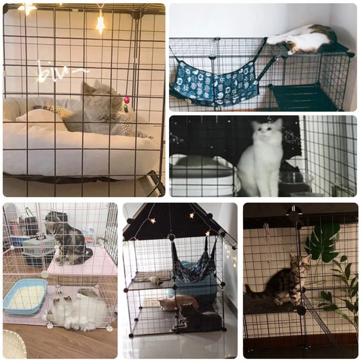 Generico Gabbia per Gatti da Interno di Grandi Dimensioni, Pieghevole, Adatta a Piccoli Animali, in Metallo, Ideale per balconi e balconi (75 * 49 * 73 cm)