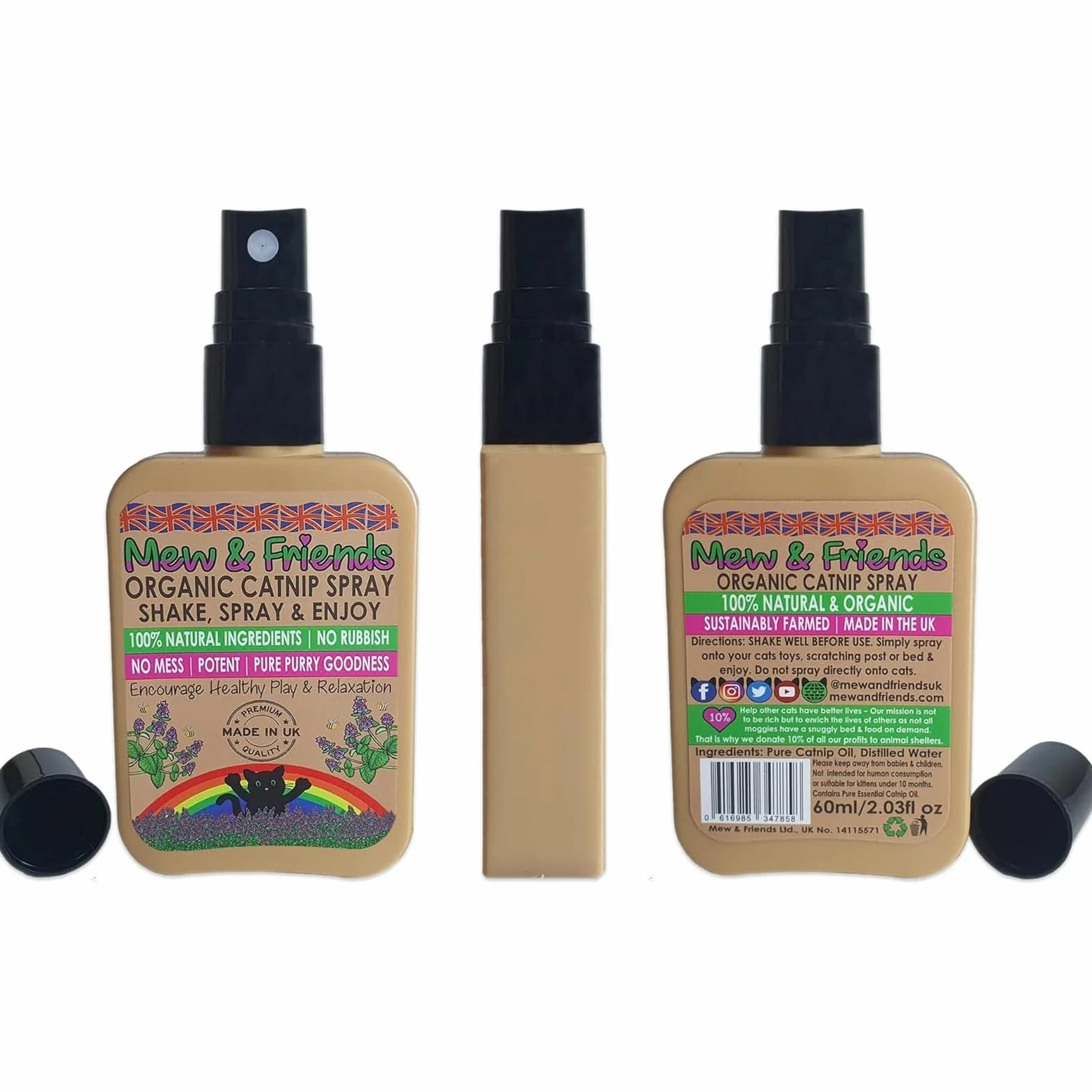 Mew & Friends Spray all'erba gatta per gatti, prodotto nel Regno Unito, 100% naturale e nip per gatti, coltivato in modo sostenibile, un giocattolo perfetto per gatti e dolcetti per gatti, si prega di