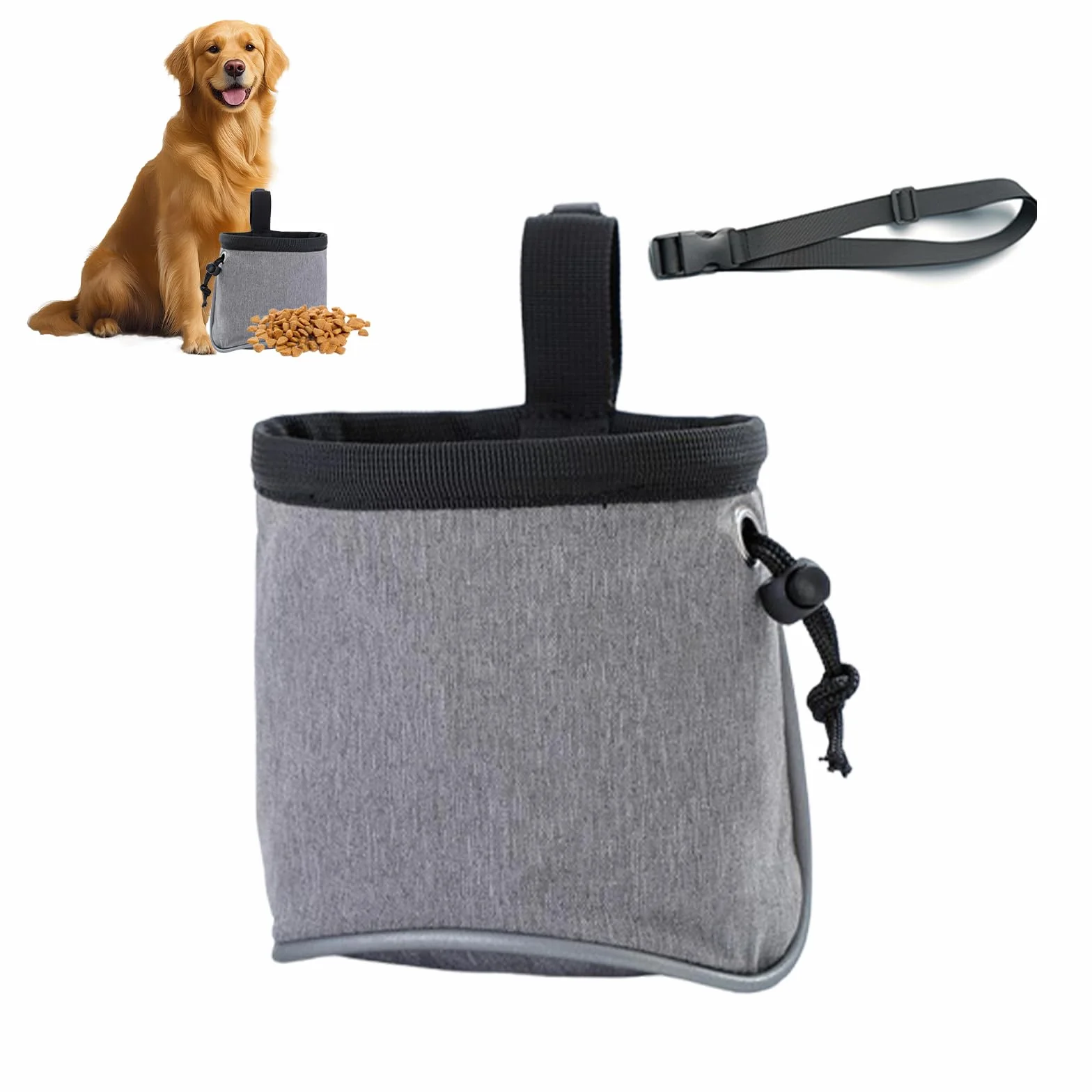 Borsa per Dolcetti per Cani, Borsa per Cani di Alta qualità con Dispenser per Sacchetti per Cacca Incorporati, Cintura Regolabile e Strisce Riflettenti, per Giocattoli e Snack