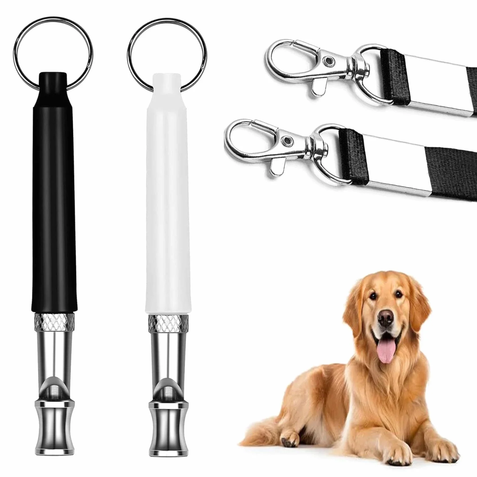 2 Pack Fischietto per Cani, Silenzioso Fischietto Ultrasuoni per Cani Richiamo, Alta Frequenza, Regolabile Fischietto Antiabbaio con Cordoncino, Adatto per La Maggior Parte delle Razze