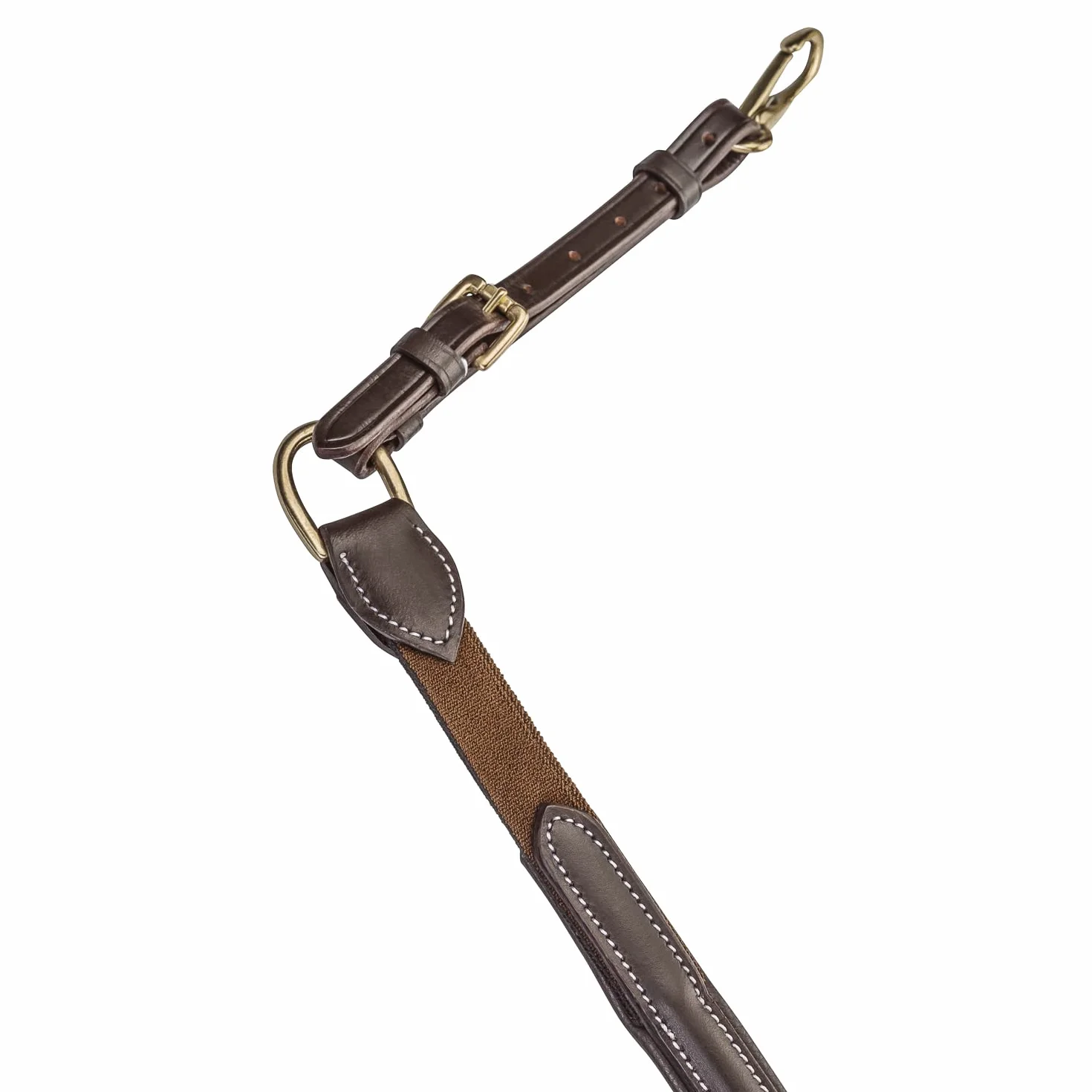 SUNRIDE Pettorale cavallo in pelle con martingala (Windsor) – attacco a 3-punti – forchetta martingala rimovibile – inserti elastici – regolabile (Cob, marrone)