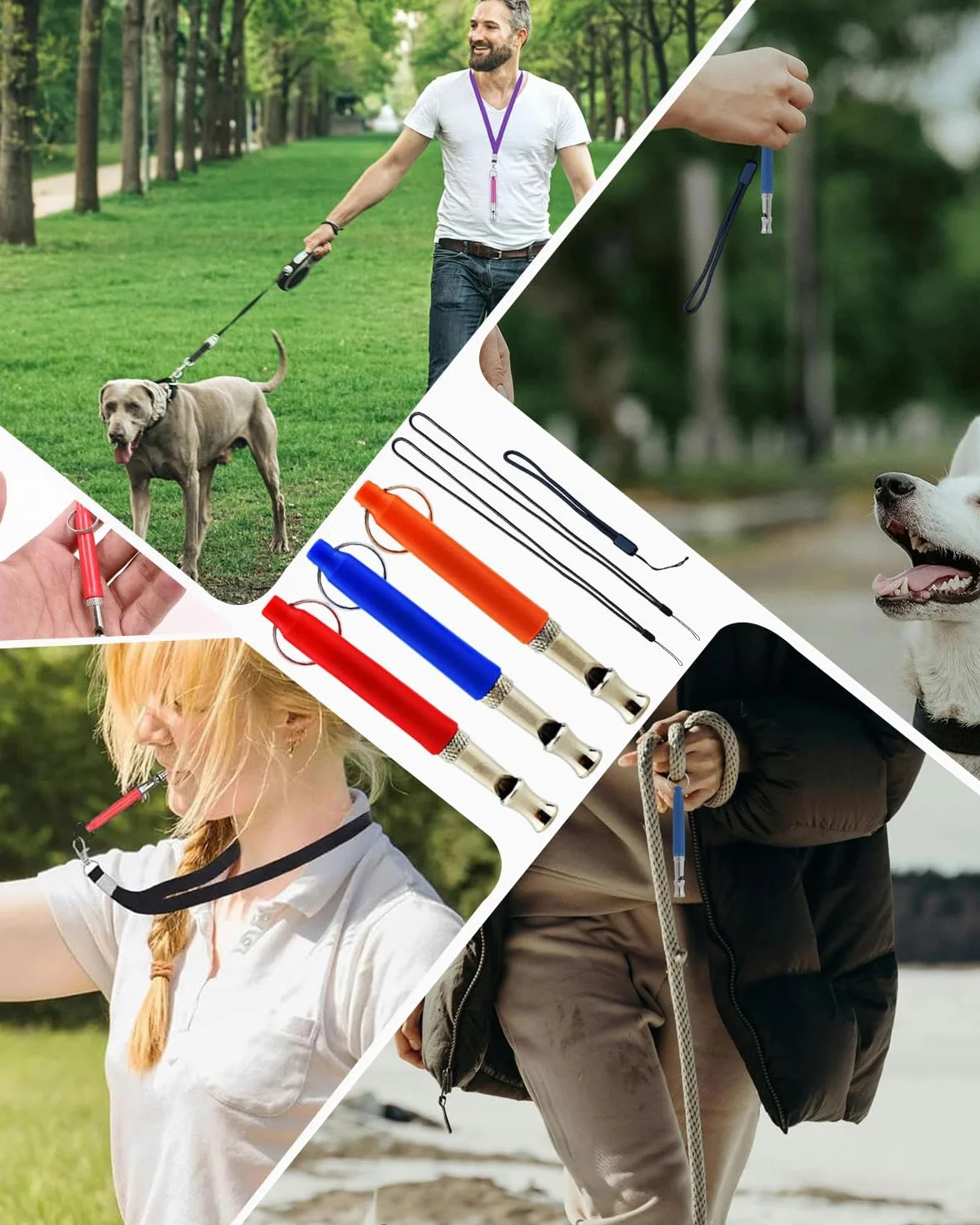 Fischietto per cani 3 pezzi, fischietto per cani ad alta frequenza, silenzioso, fischietto per cani, richiamo, ascolta di abbaiare e addestrare il tuo cane, frequenza regolabile