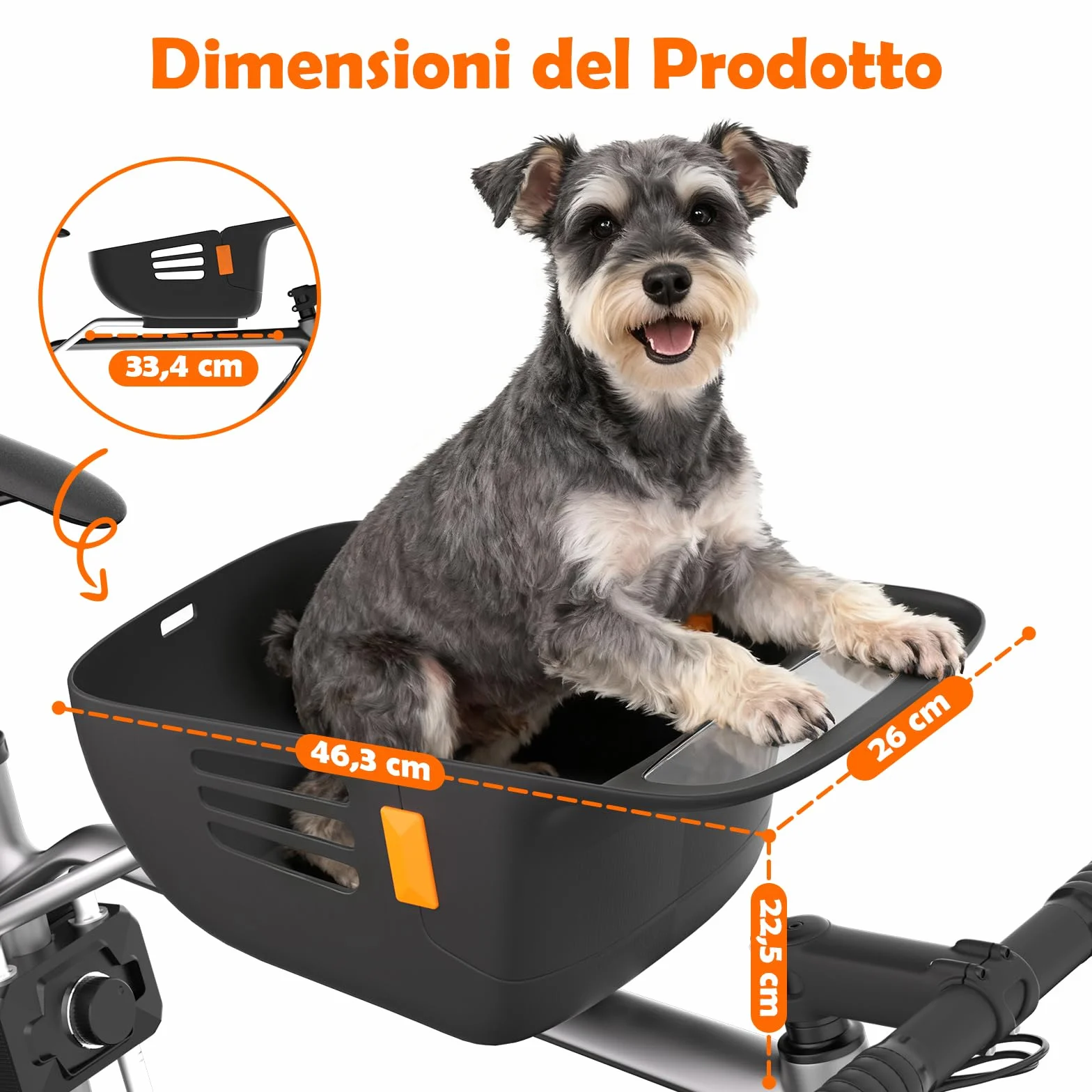 Cestino per Cani per Bicicletta Anteriore fino a 12KG, Cestino per Cani per Bicicletta con Piatto di Fondo Robusto e Sicuro, Sedile in Nylon Resistente all'Acqua e Antigraffio e Chiusura in