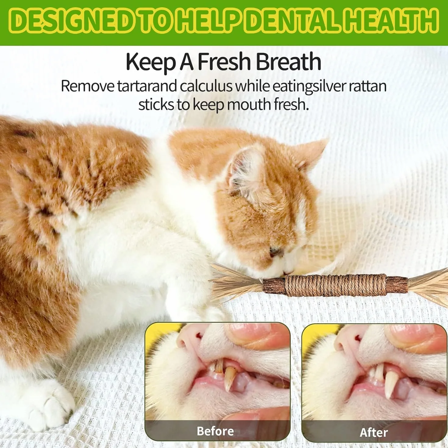 Simsky 6 Pezzi Bastoncini Erba Gatta per Gatti, Bastoncini Cura Denti per Gatti, Bastoncini di Erba Gatta Naturale di Giocattoli per la Cura Dentale, Bastoncini per il Gatto Contro l'alito Cattivo