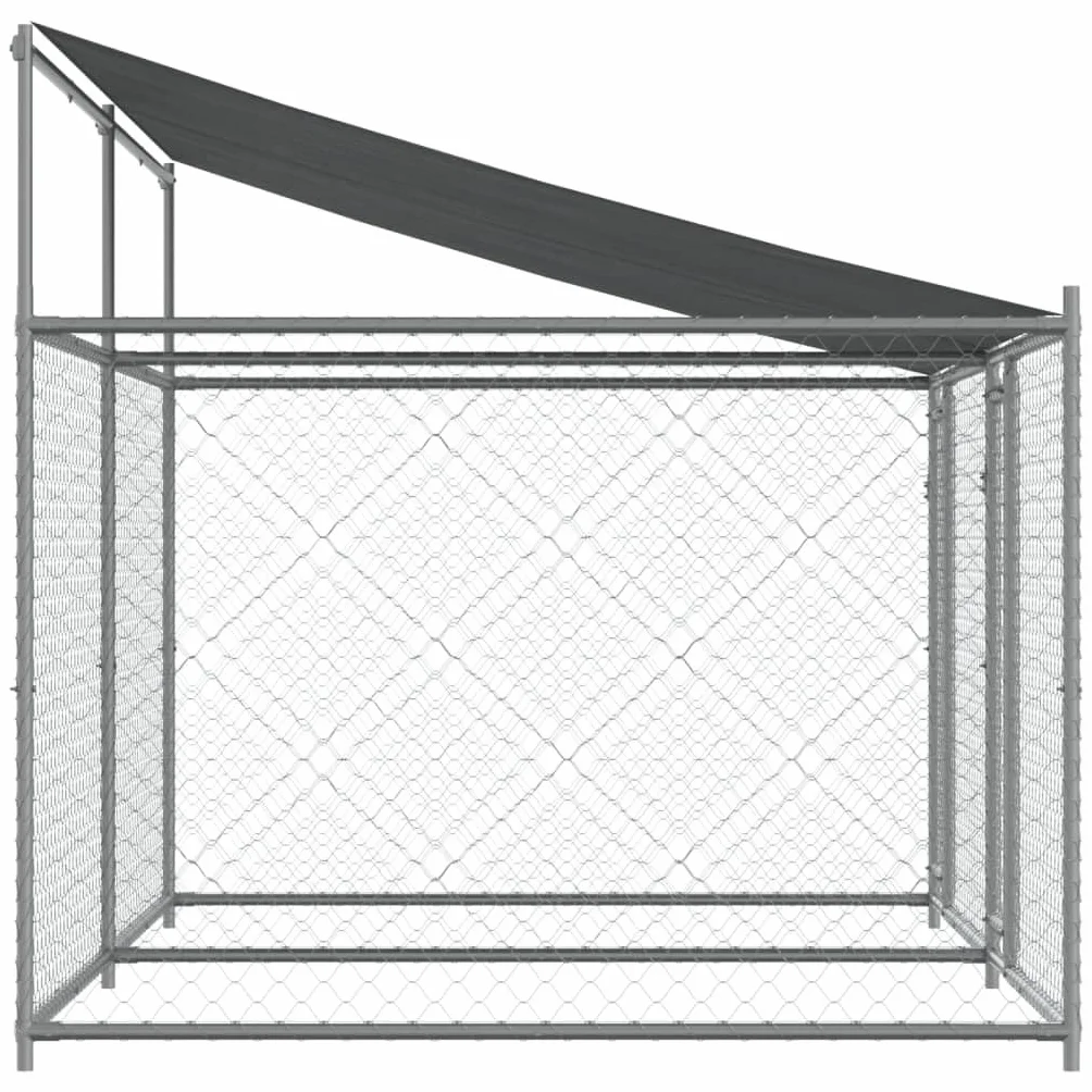 LAPOOH Gabbia Cani con Tetto e Porte Grigia 4x2x2 m in Acciaio Zincato,Gabbie da Arredamento,Gabbia Cani Arredamento,Gabbia Cani da Arredamento-3209563