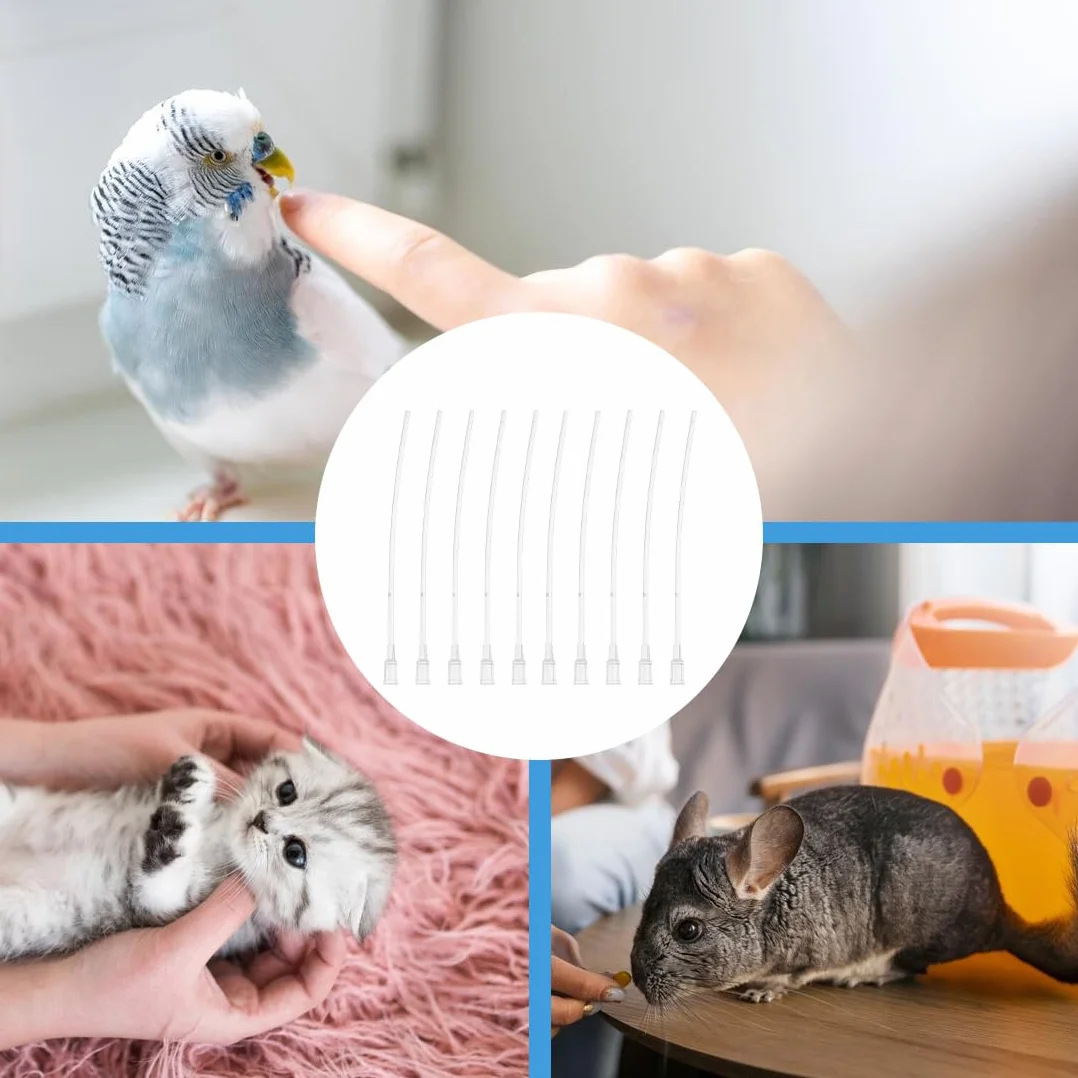 10 Tubi di Alimentazione, sicuro per l'alimentazione dei pulcini, dosaggio preciso, Pappagalli Trasparente Uccelli Tubo Siringa per Bambino Pet Uccelli
