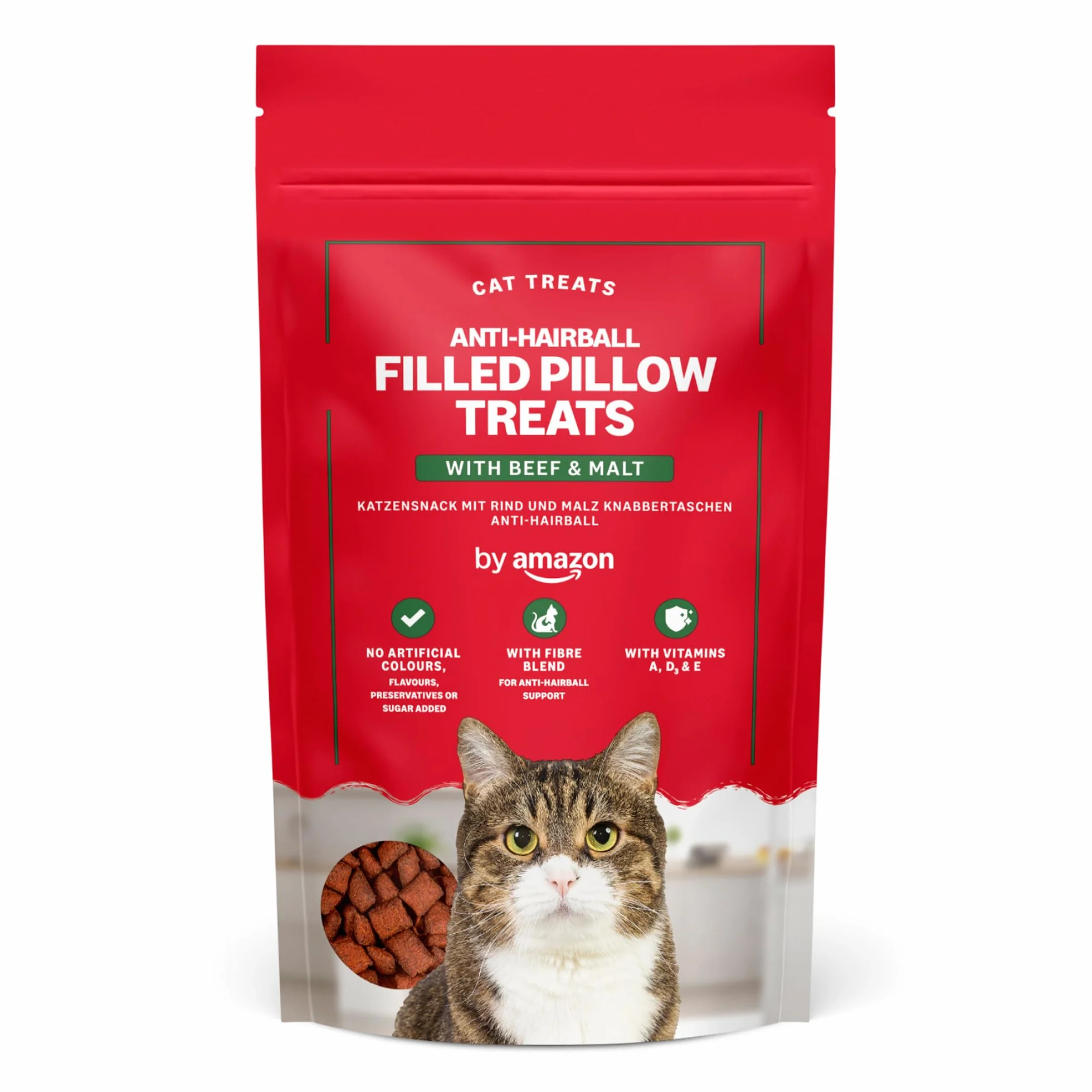 Amazon Snack per gatti crocchette ripiene con manzo e malto 70 g
