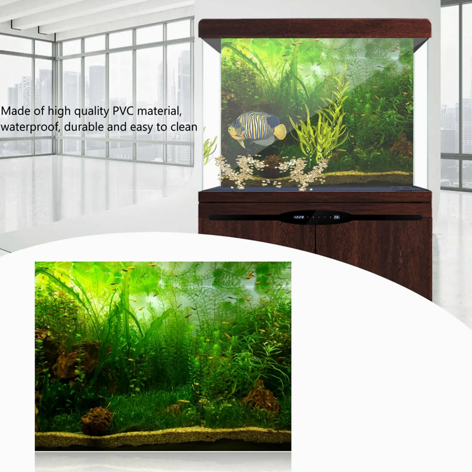 Poster per Acquario in Stile Erba d'Acqua, Resistente Carta Decorativa Impermeabile per la Decorazione Dell'acquario, in PVC Autoadesivo (Pvc9)