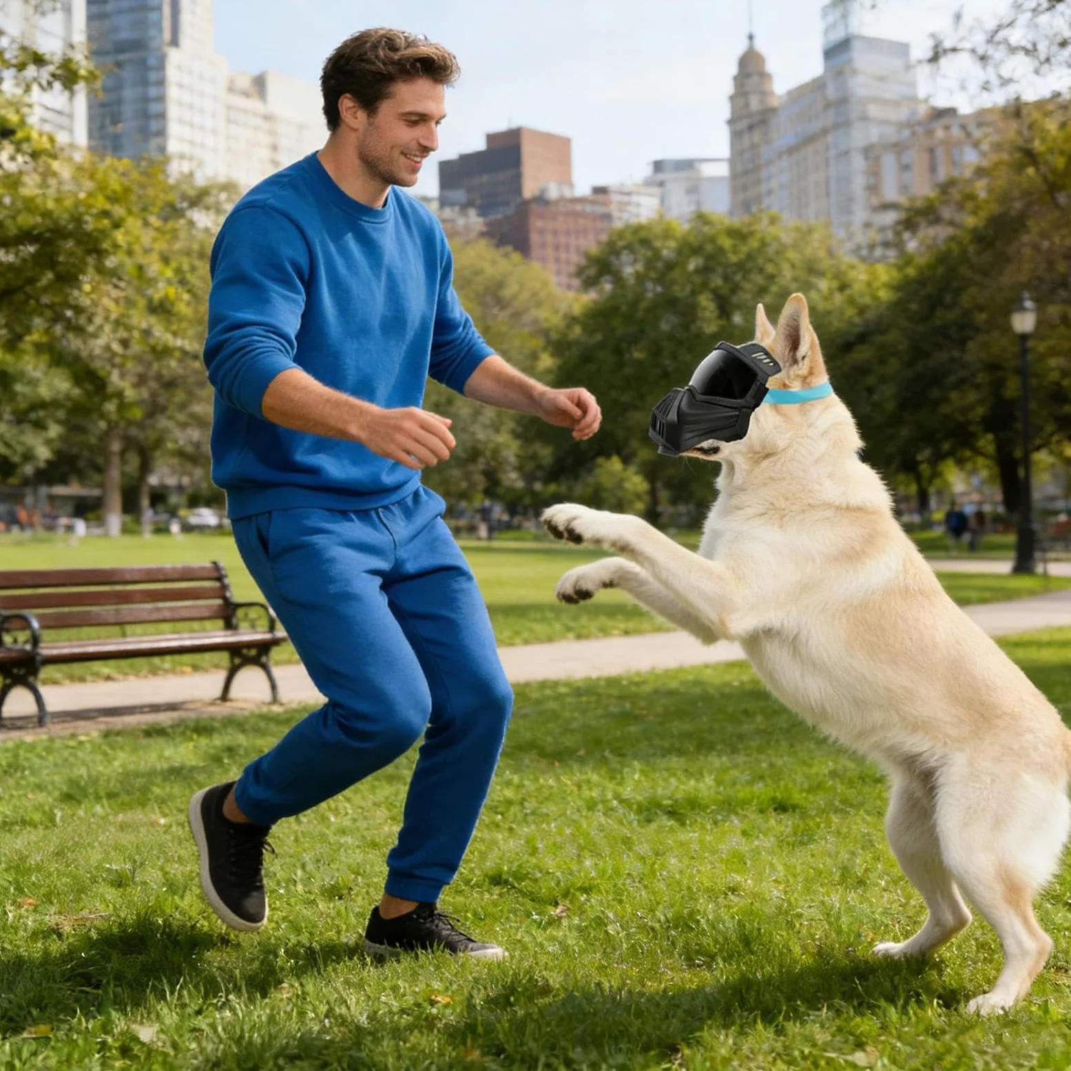 Occhiali per cani di taglia media con protezione per la bocca | Protezione UV, regolabile, antivento, per animali domestici, per cani di taglia media e grande, per escursioni