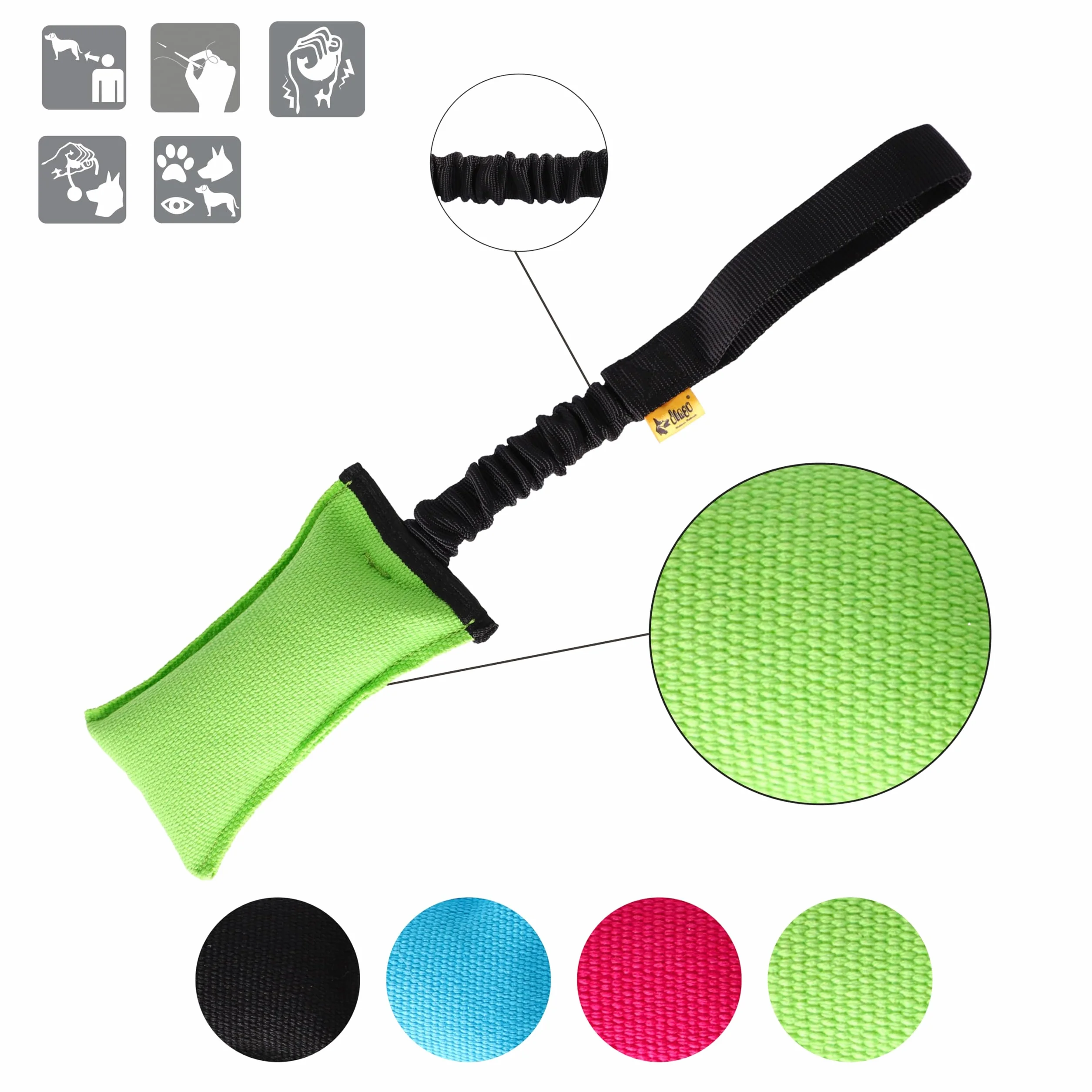 Dingo Giocattolo da Agility per Cani per Allenamento, Sport Acquatici, Gioco di Tira e Molla, 15 x 8 cm, Verde con Manico Elastico Nero 15593