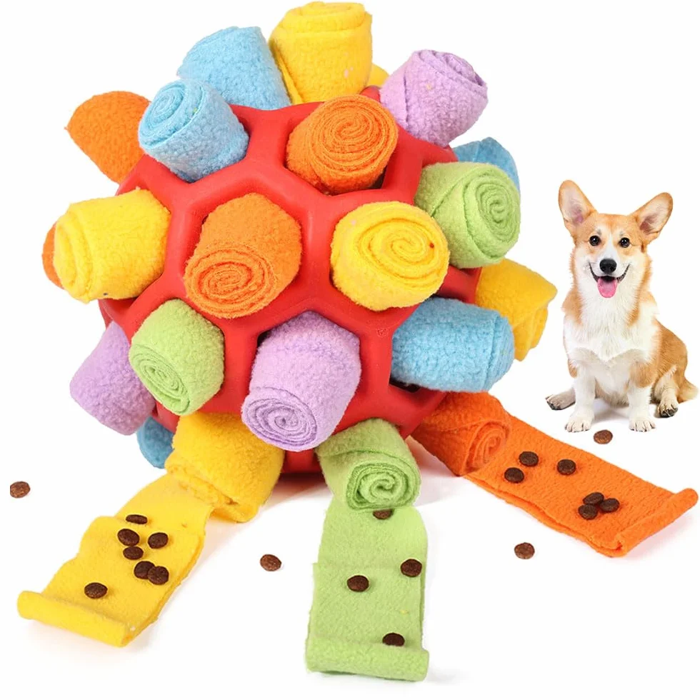 Voarge Palla da annusare per cani, Giocattolo da annusare, Addestramento slow food, Gioco per cuccioli resistente ai morsi, Giocattolo per l'intelligenza, Palla alimentare, Addestramento odori per can