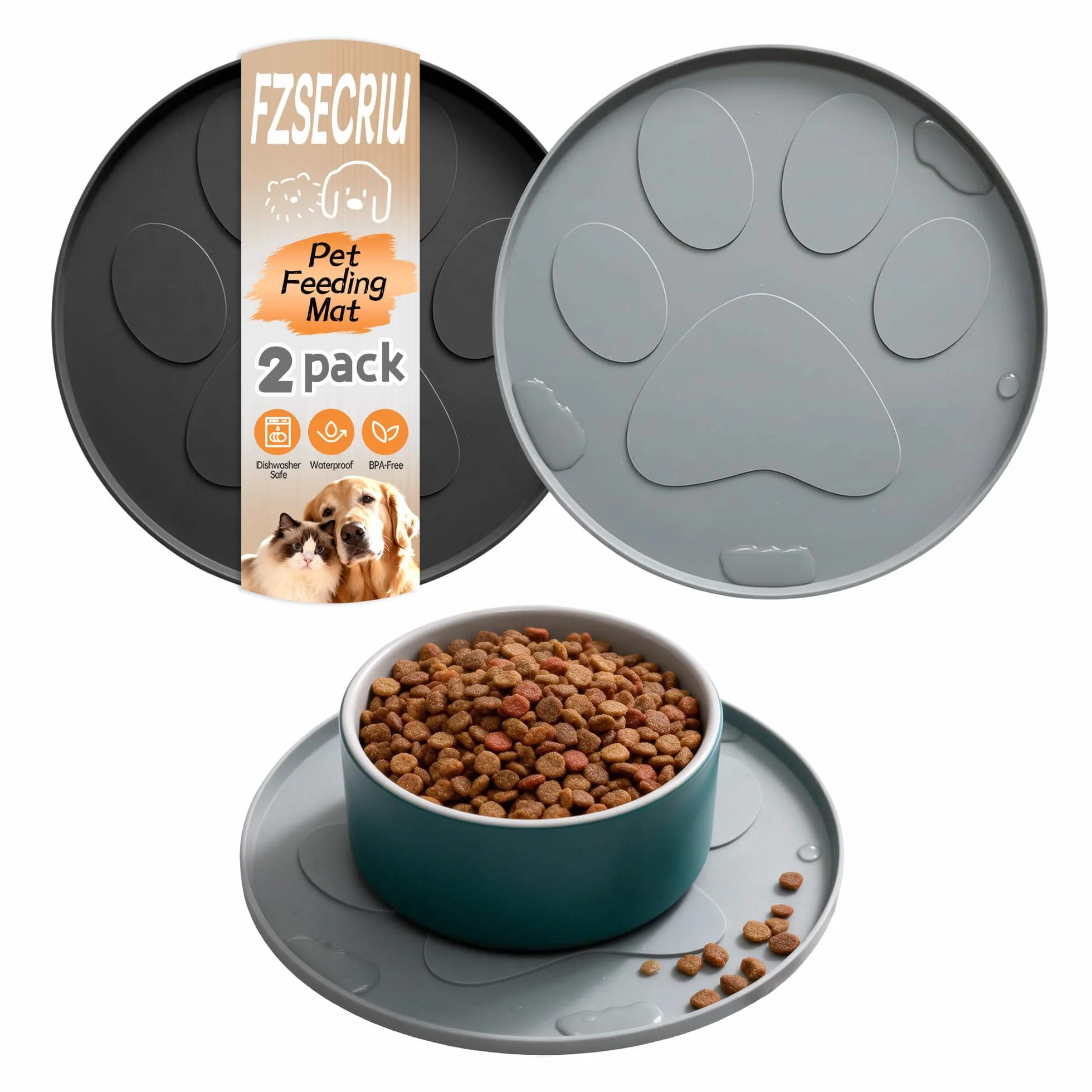 2 pezzi tappetino ciotola cane，tappetino ciotole gatto，tappetino sottociotola per cani，tappetino gatto ciotole，tappetino cane，sottociotola per cani