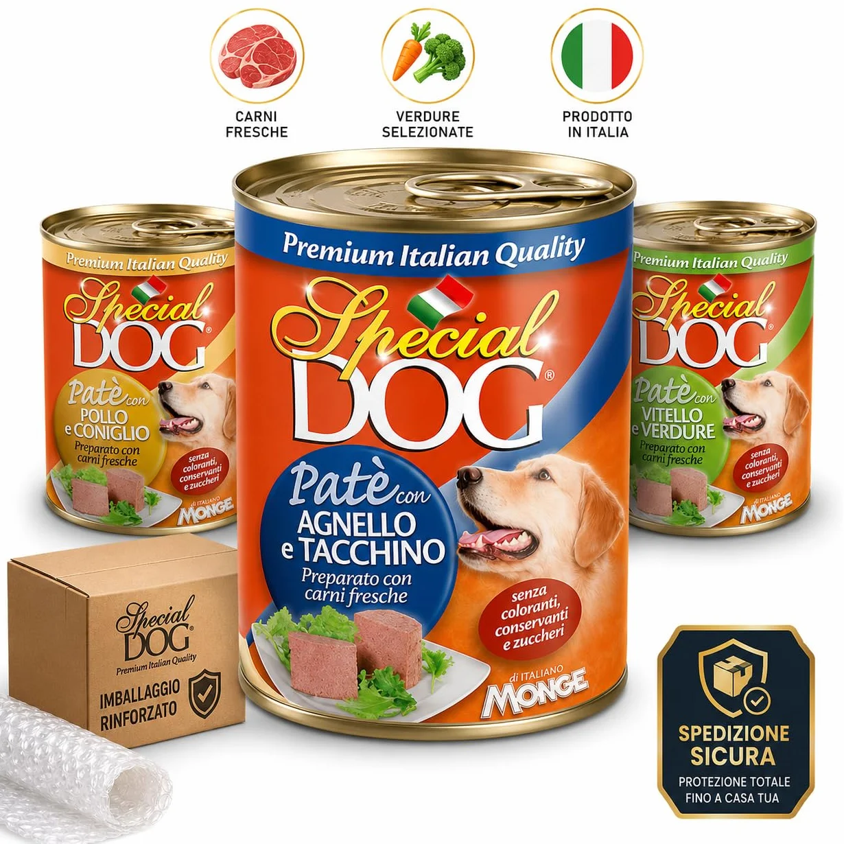 MONGE SPECIAL DOG PATÉ DA 400 GR. CANE ADULTO - CIBO PER CANI - (Gusto, 8X)