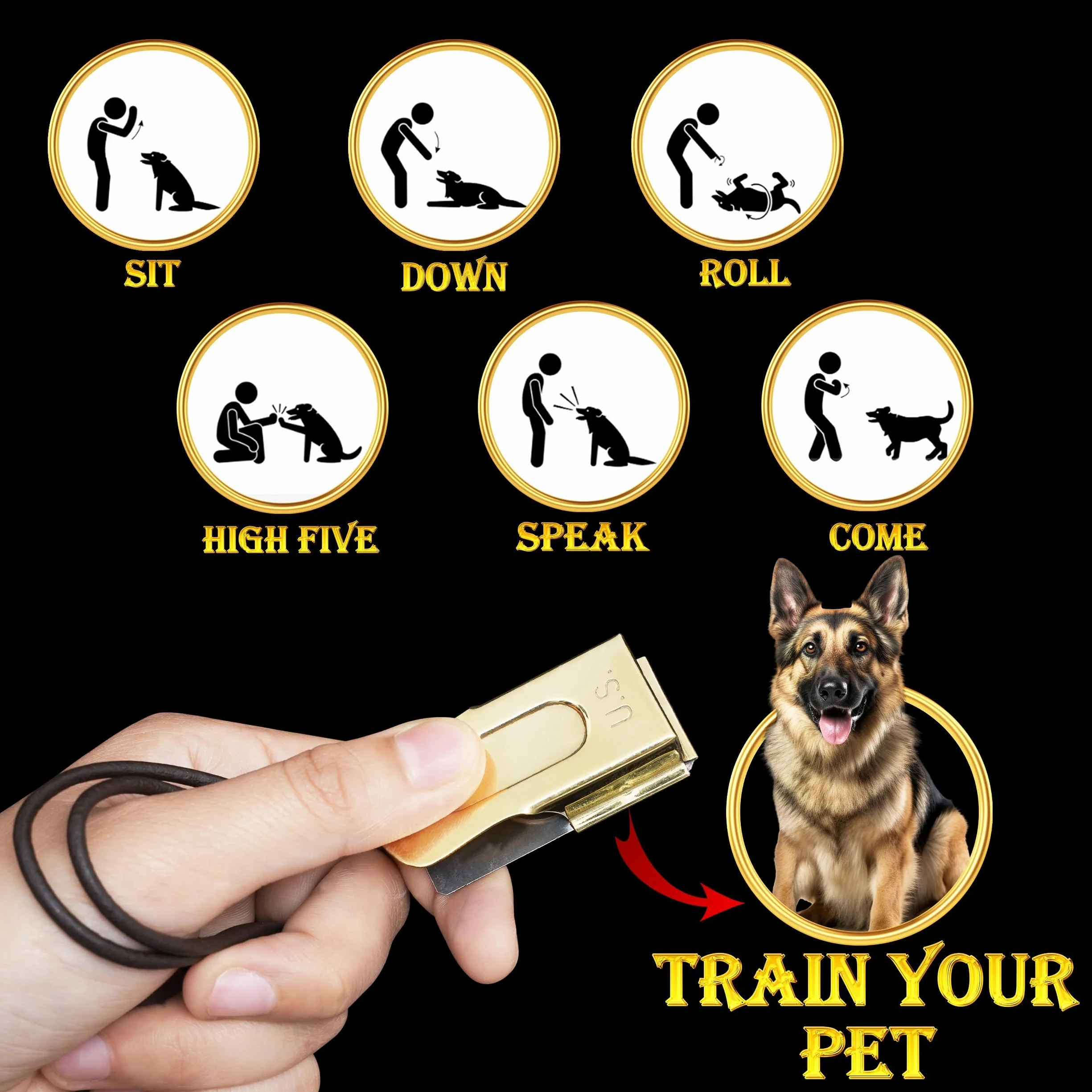 Mythrojan Pet Trianing Clicker della Seconda Guerra Mondiale degli Stati Uniti in Stile Militare statunitense, in Metallo con Incisione in Ottone e Acciaio, Confezione da 2
