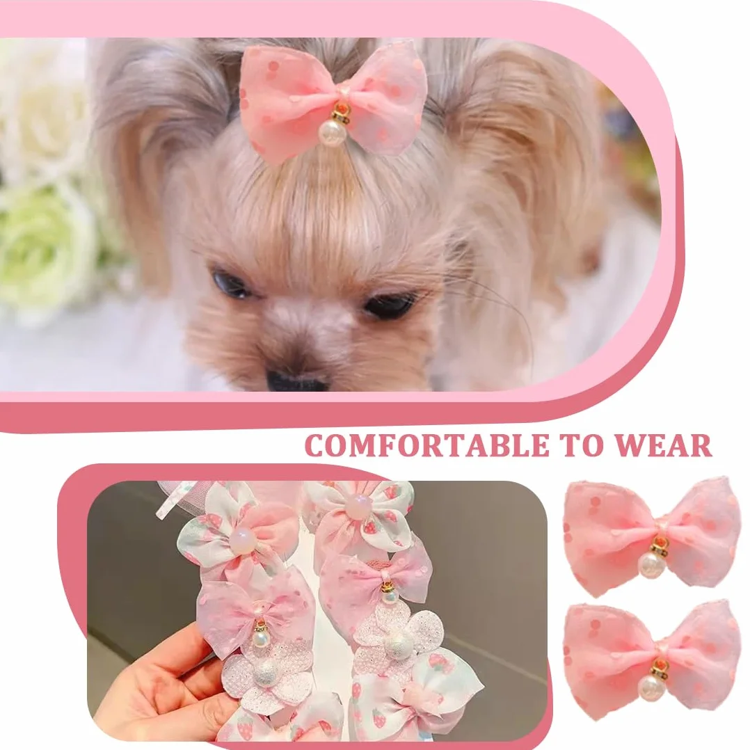 Accessori per cani pelo 10 Pezzi Stili Misti Rosa Fiocco Fermagli Capelli Piccoli Archi Mollette Toelettatura Bellezza