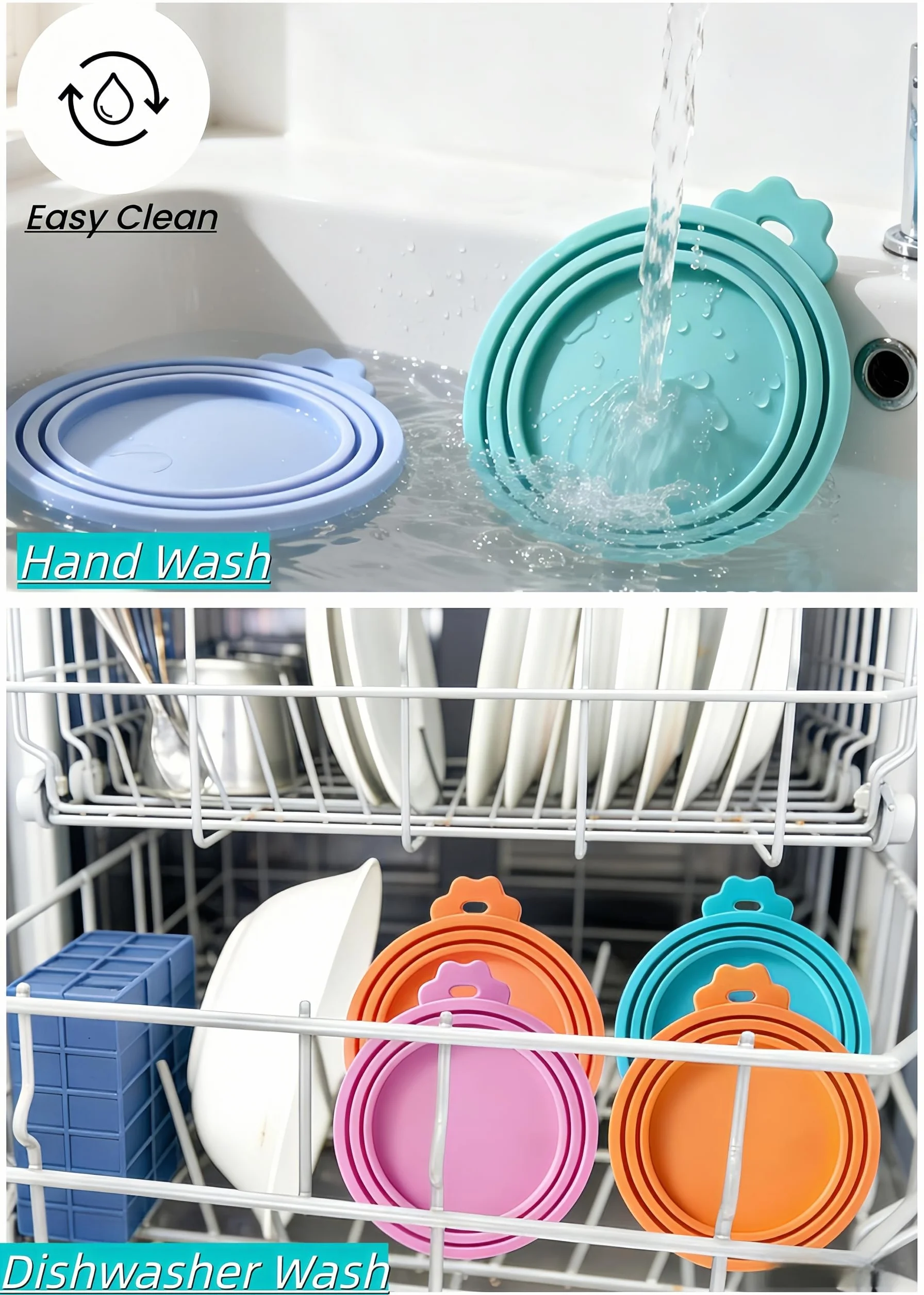 Coperchi universali in silicone per lattine alimentari, adatti per conservare cibo per cani e gatti, coperchi ermetici, in silicone per uso alimentare, adatti a 3 dimensioni standard, rosa