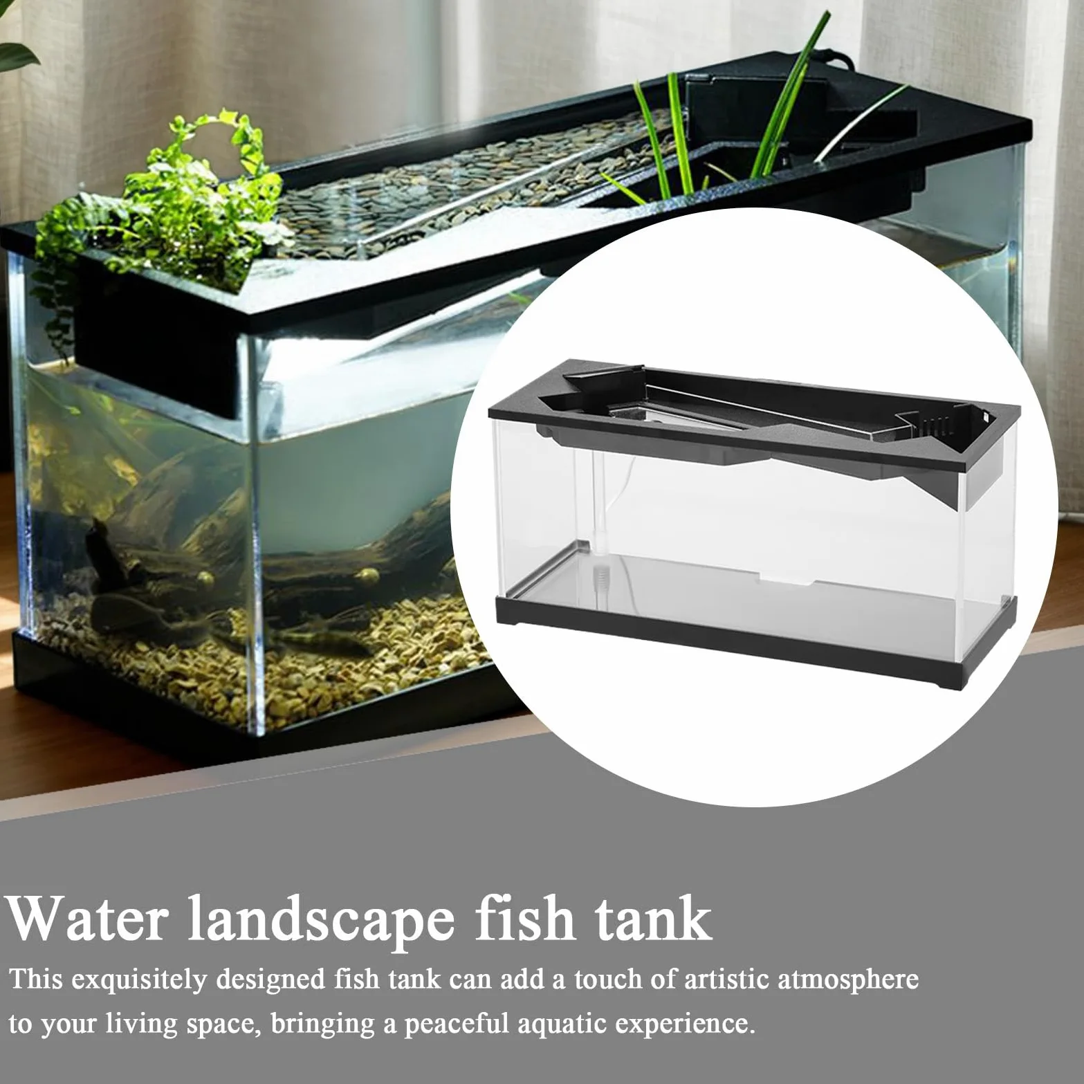 Acquario a tavola del pesce, Acquario da tavolo acrilico trasparente con filtro | Kit di avviamento del serbatoio di pesce con pompa 'aria per tavolo, soggiorno, studio, a casa
